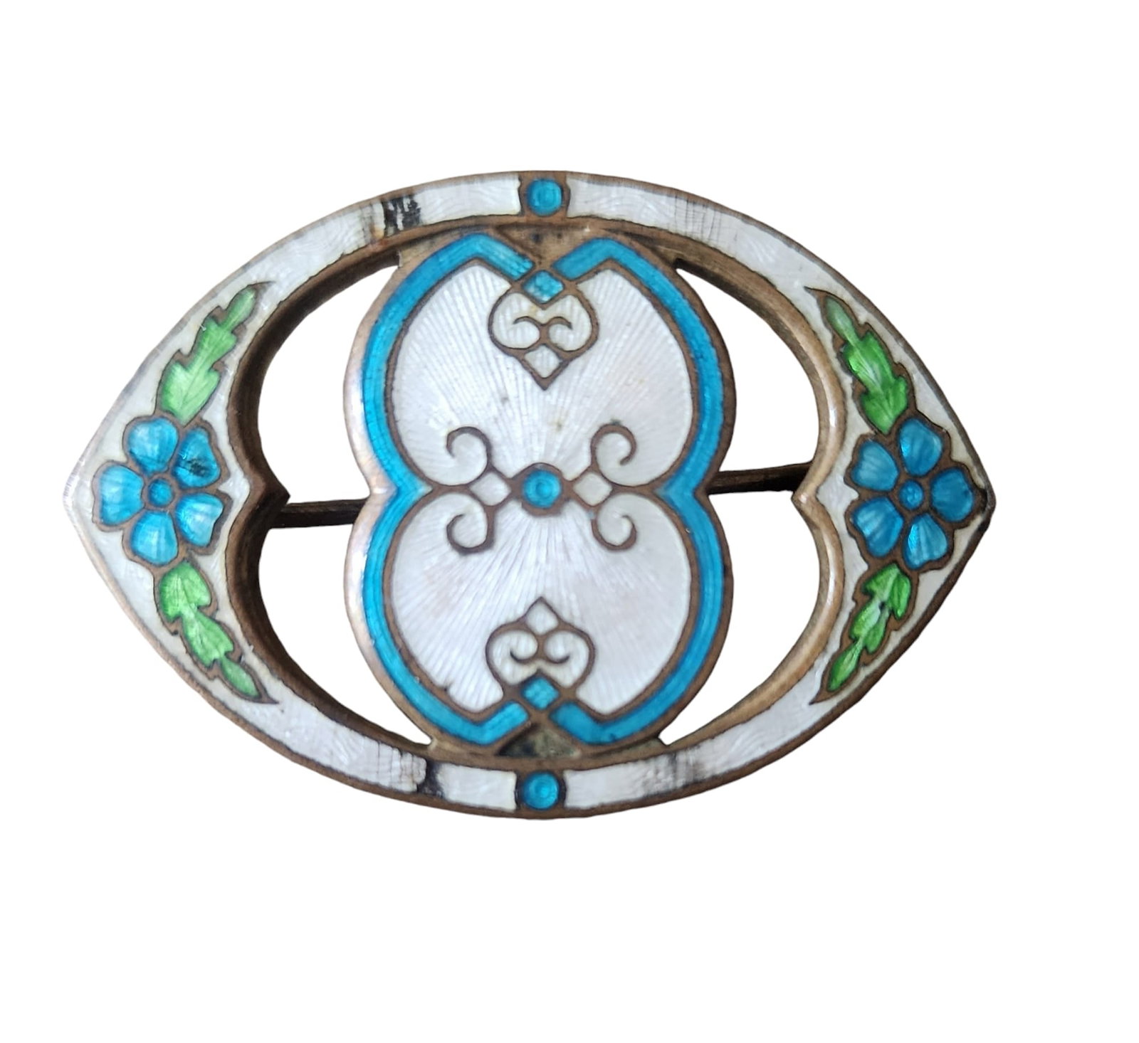 VINTAGE CLOISONNÉ ENAMEL SIGNED BROOCH: Vintage Cloisonné Enamel Signed Brooch (A5787)This vintage cloisonné brooch features intricate floral patterns in vibrant enamel on a brass base. Its elegant craftsmanship makes it a timeless collec