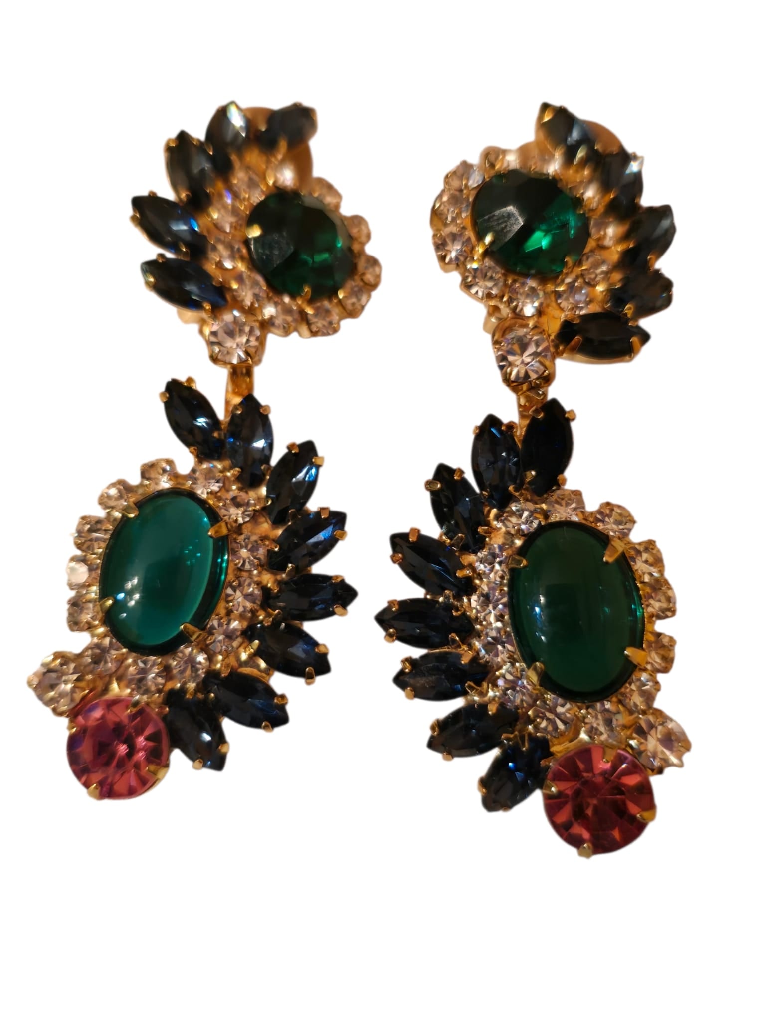 SIGNED MOANS COUTURE STUNNING RHINESTONE EARRINGS (1 of 5)