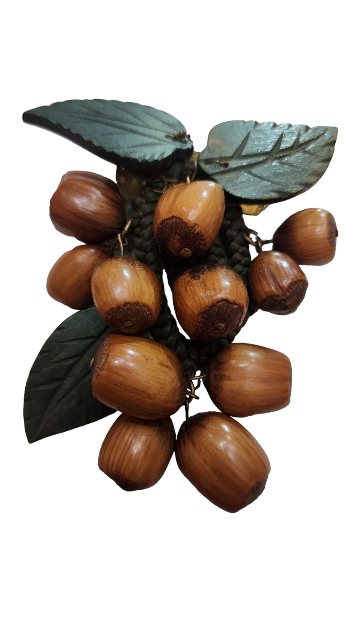 Antique Early Miriam Haskell Frank Hess Carved Hazelnut Cluster Dangling Brooch (1 of 4)