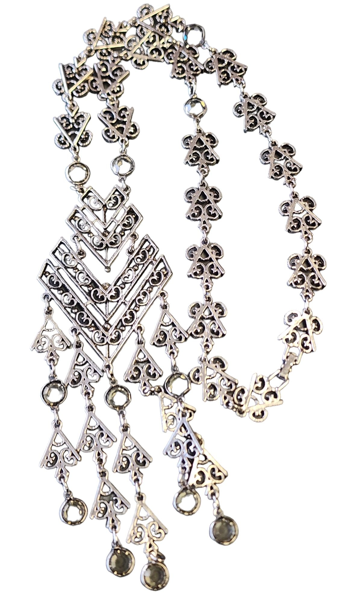 Vintage Unsigned Goldette Crystal Statement Necklace (1 of 4)