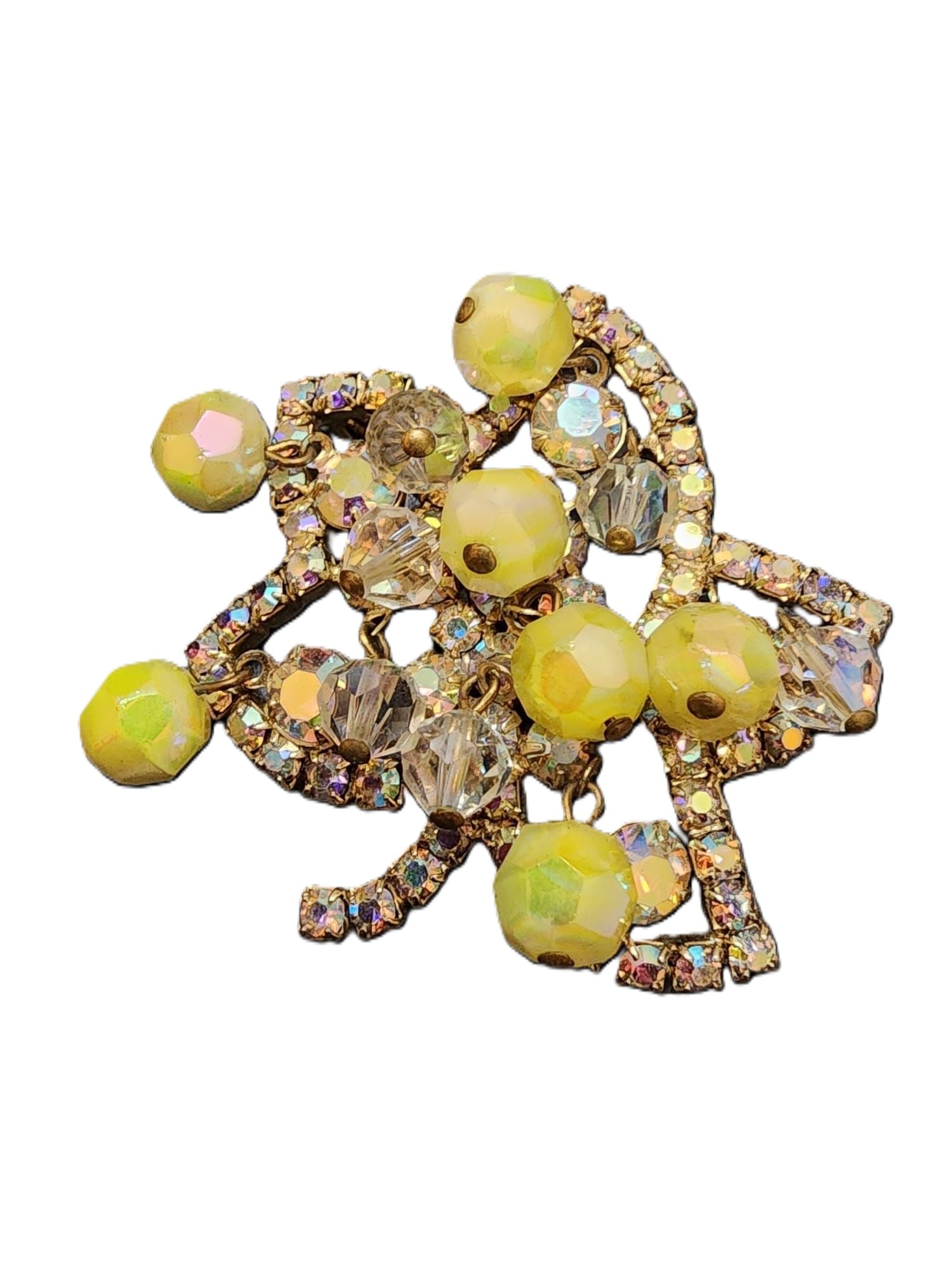 Vintage Unsigned Kramer Crystal and Rhinestone Chacha Leaf Brooch (1 of 4)