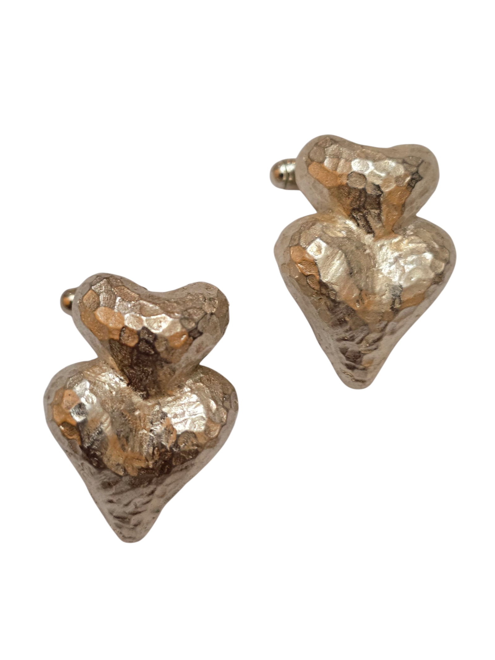 Vintage 80s Rare Alexis Lahellec Paris NOS Silver Gilt Double Heart Cufflinks: VINTAGE 80S RARE ALEXIS LAHELLEC PARIS NOS SILVER GILT DOUBLE HEART CUFFLINKS (A9045) In very good condition, signed A.L., cufflinks by him are hard to find. Approx. 1.5" with card. This is a New Old 