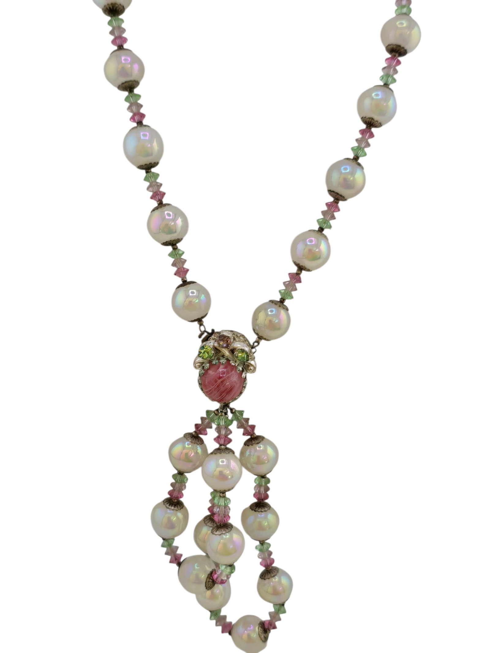 Vintage AB Rare Miriam Haskell AB Glass And Colored Crystal Necklace (1 of 6)