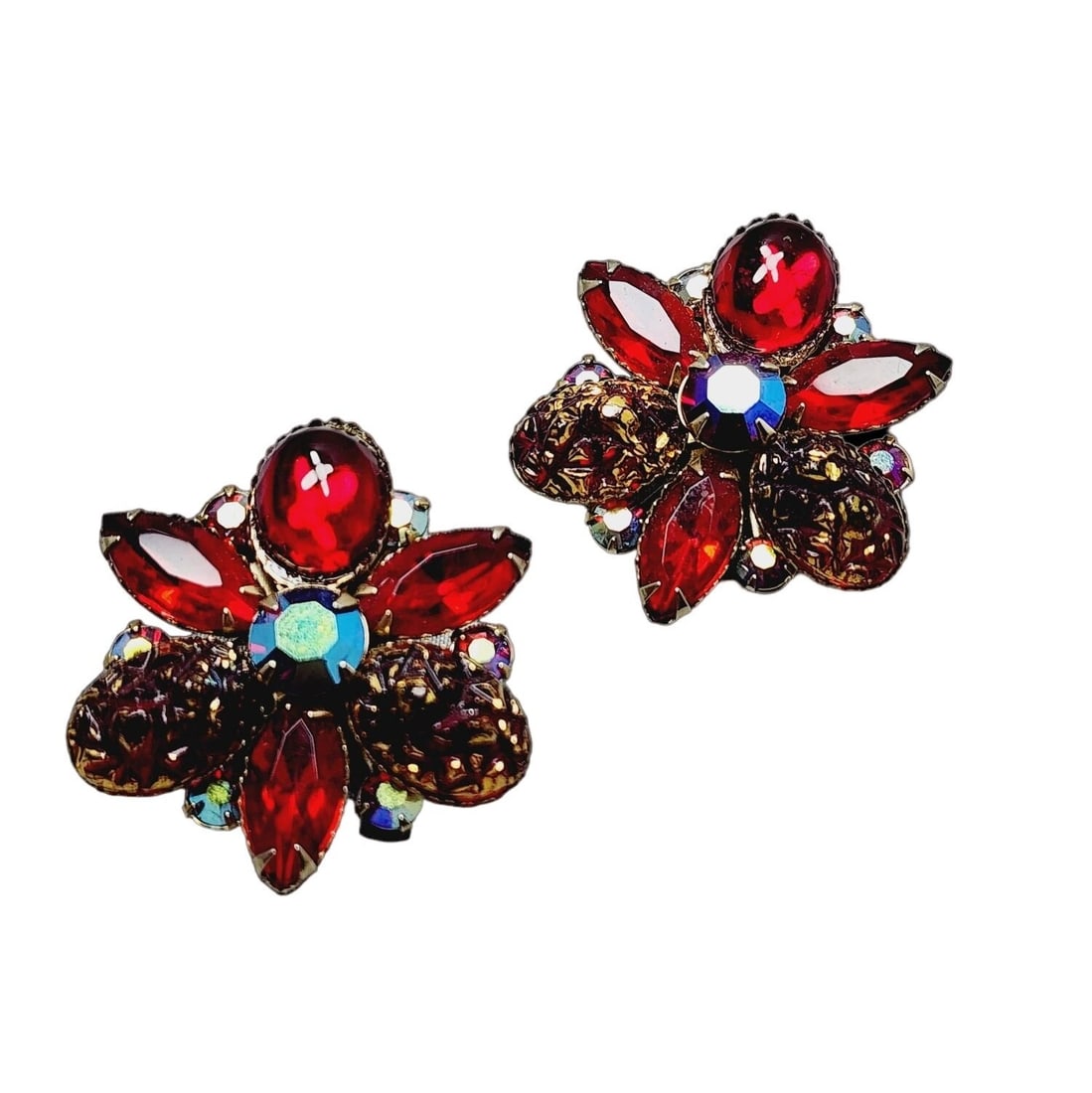 Vintage Signed Judy Lee Molded Glass Earrings (1 of 3)