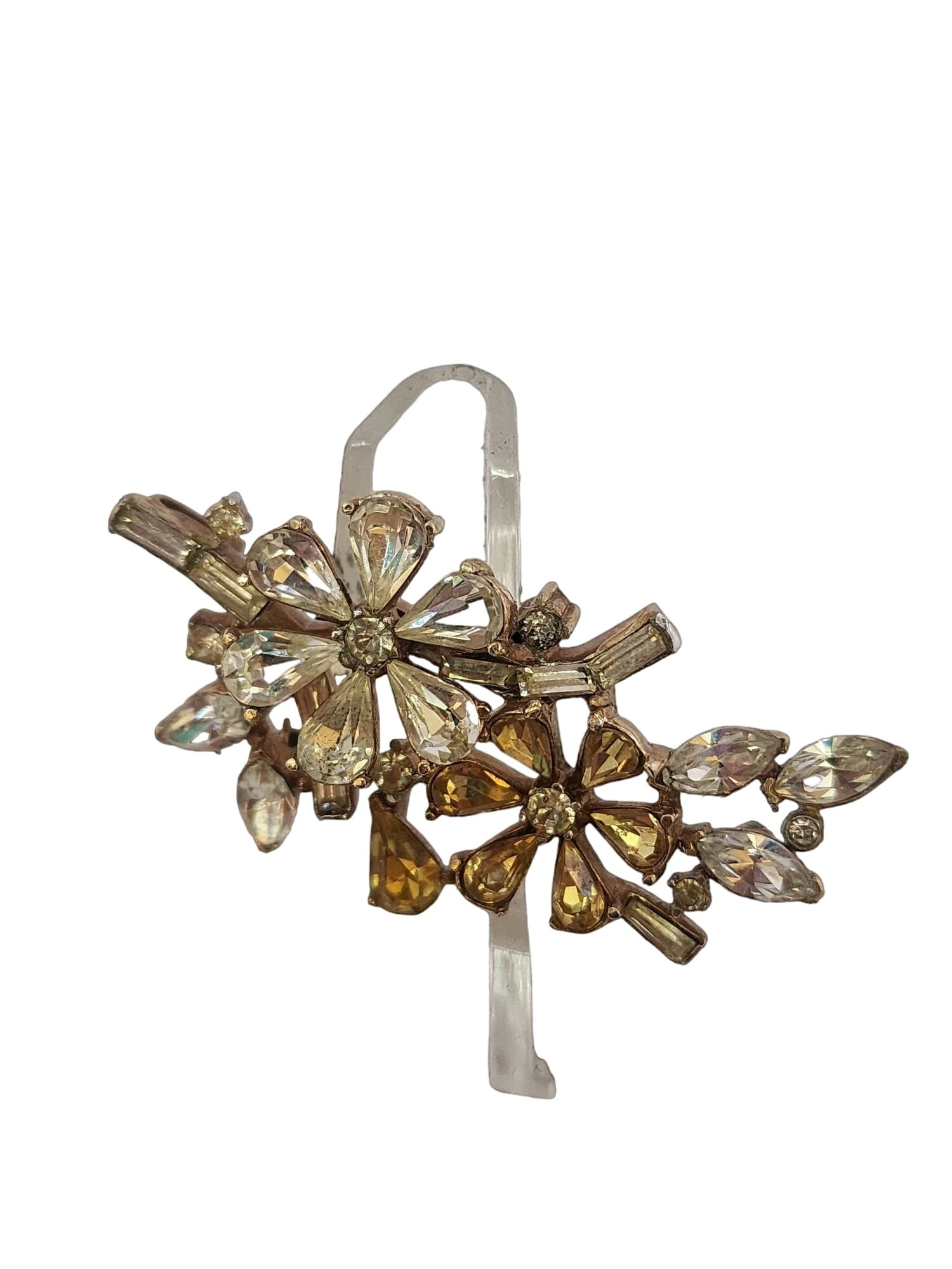 Vintage Trifari Signed Rhinestone Flower Brooch Pendant (1 of 7)