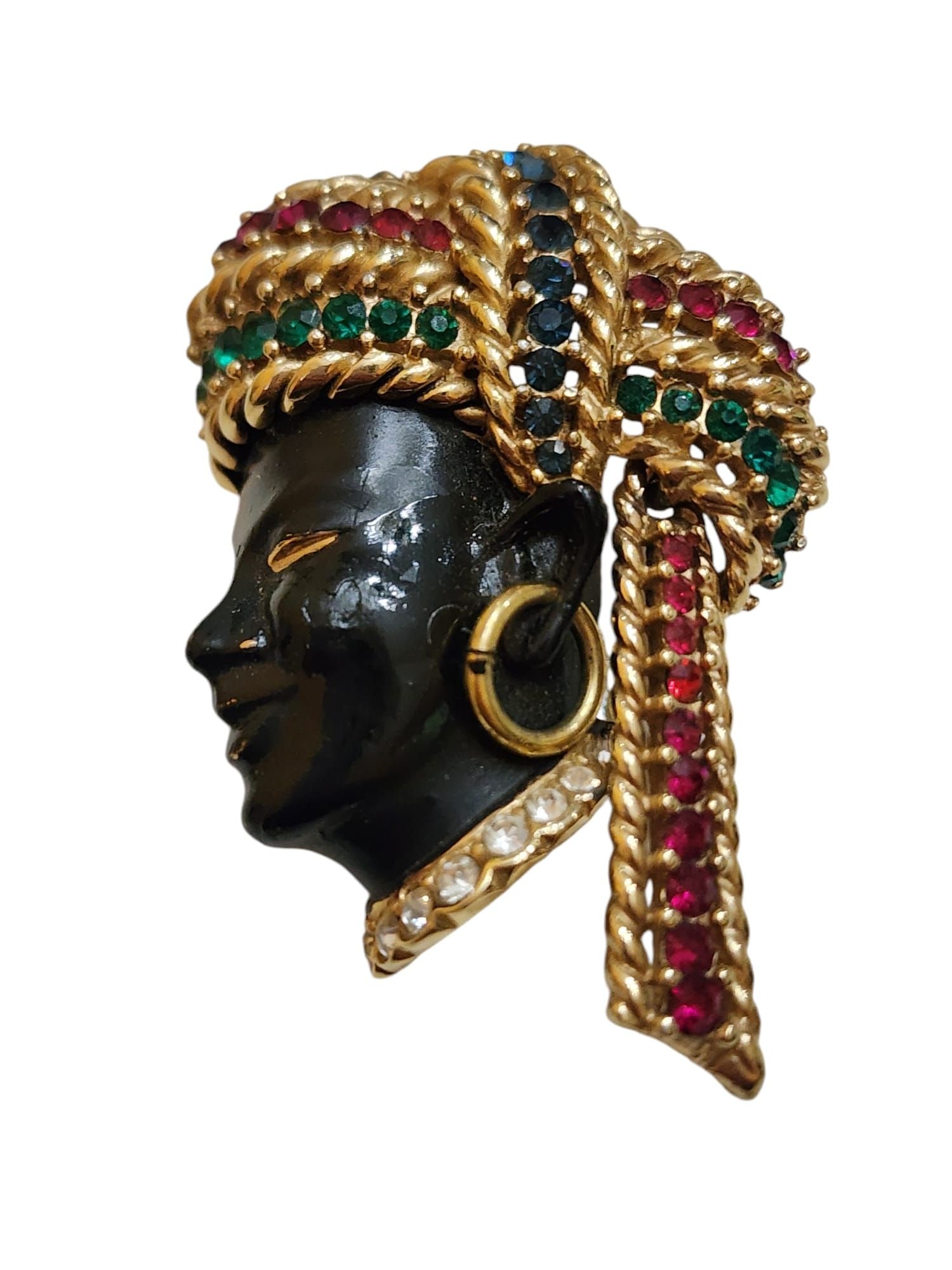 Amazing Signed Boucher 8381P Enameled and Jeweled Blackamoor Brooch (1 of 7)