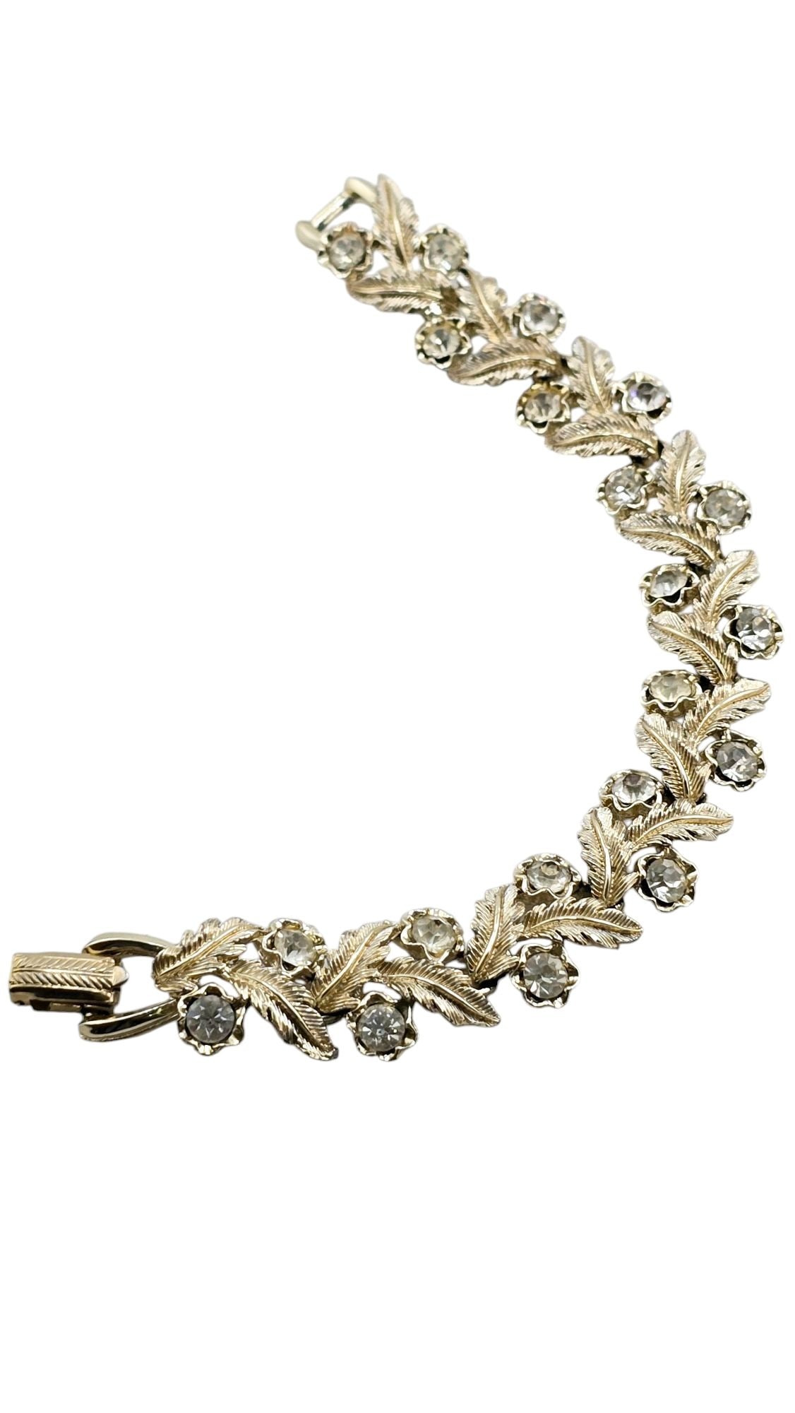 Vintage Coro Rhinestone and Leaf Bracelet (1 of 3)