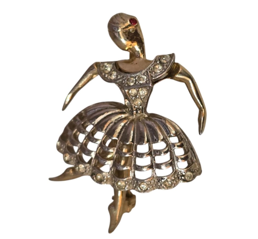 Vintage Pave Ballet Dancer Brooch Attributed To Boucher (1 of 6)