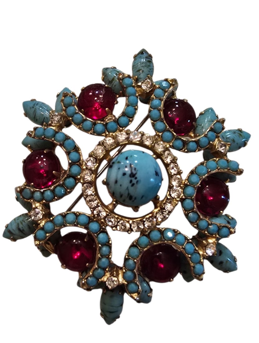 Outstanding Hard to Find Juliana Crescent Moon Cabochon Brooch From 1969 (1 of 6)