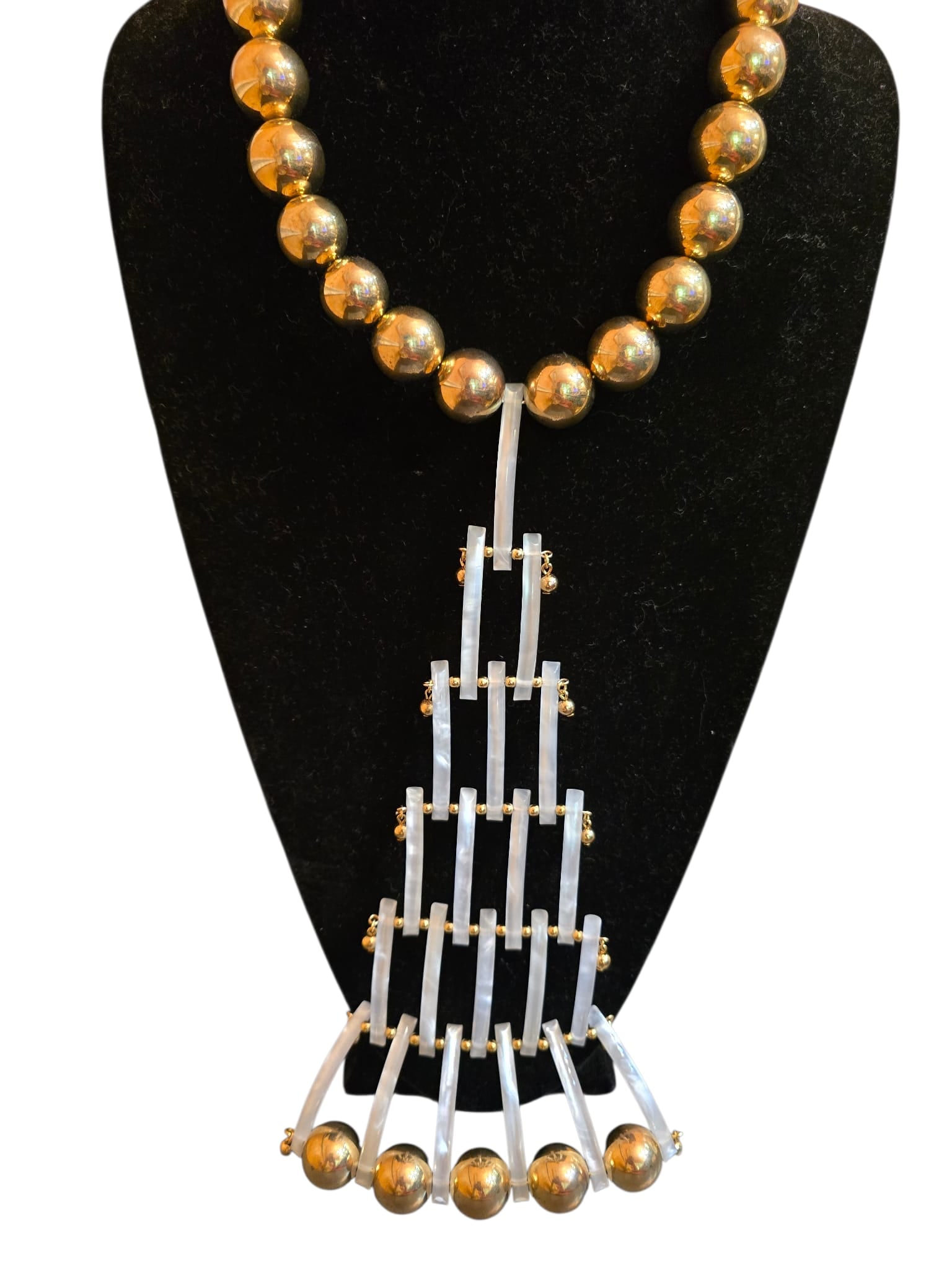 Julie Rubano Signed Huge Lucite And Goldtone Statement Necklace 10227 (1 of 5)