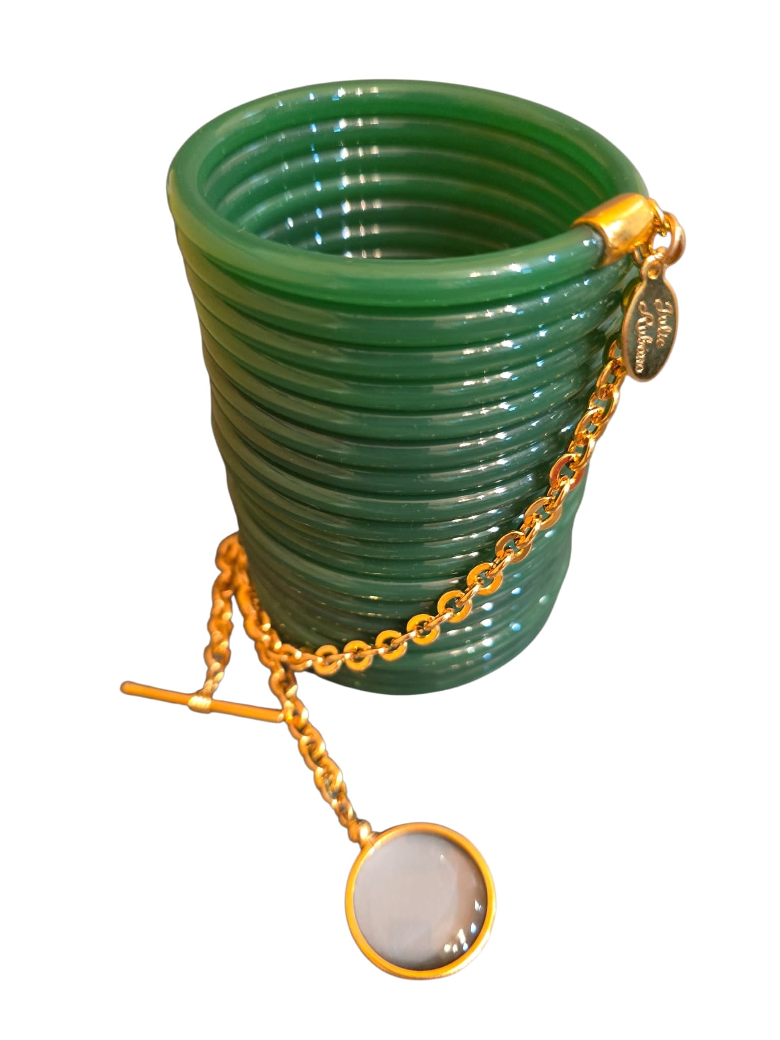 Unique Huge Julie Rubano Lucite Coil Bracelet with Magnifying Glass 10228 (1 of 4)