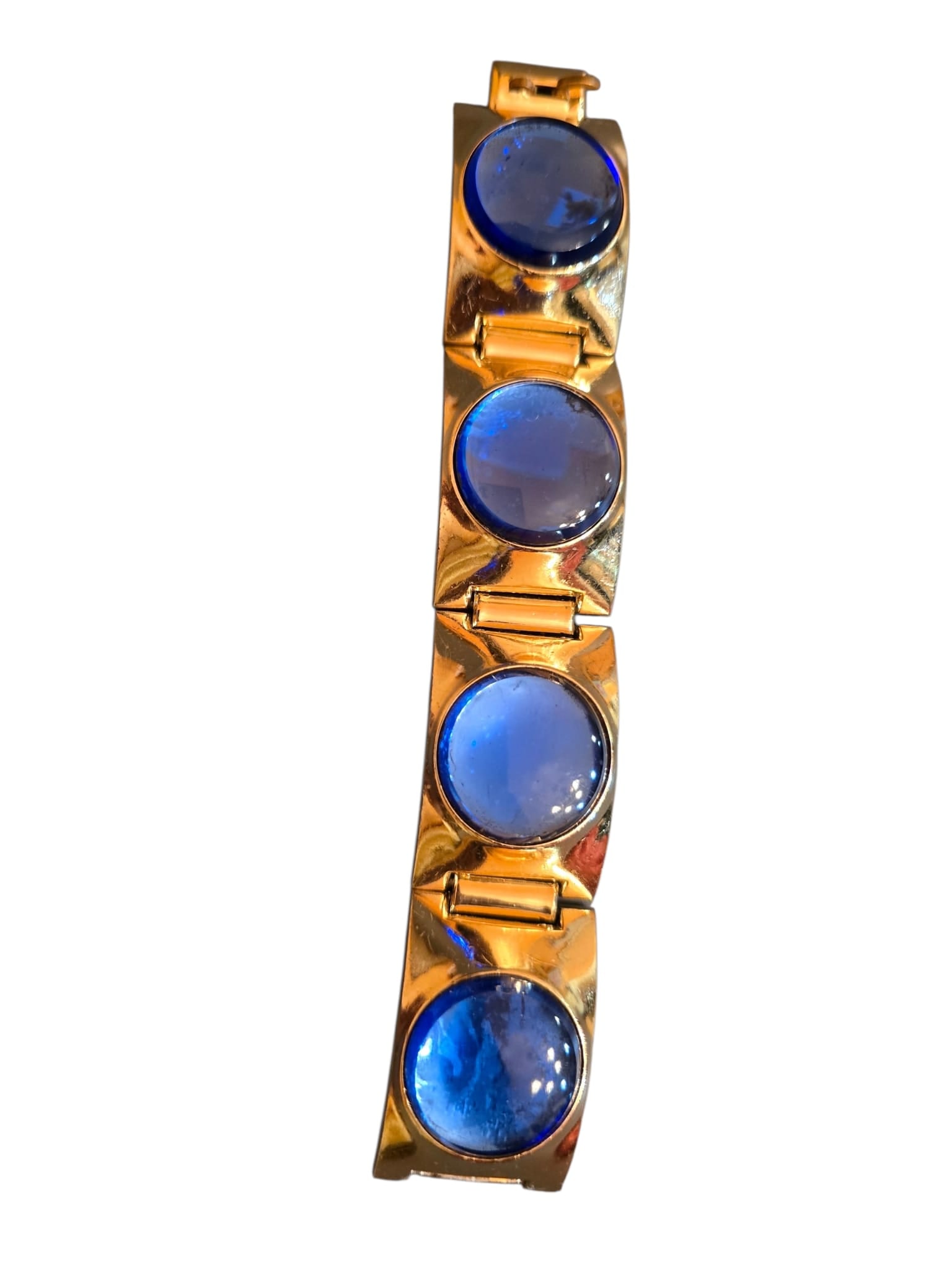 80s French Goldtone And Glass Cabachon Signed Paris Bracelet 10231 (1 of 7)