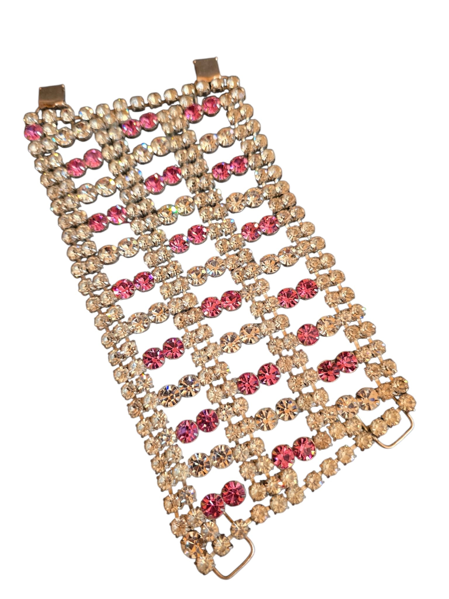 Vintage 1980s Huge Unsigned Designer-Quality Wide Rhinestone Bracelet. 10235 (1 of 7)