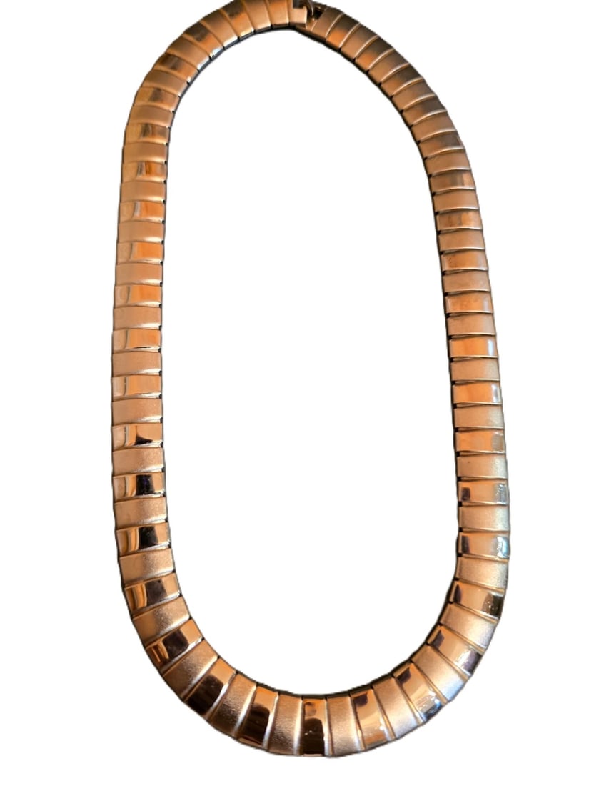 Z9 Vintage Silvertone Matte And Shinny Collar Necklace (1 of 3)
