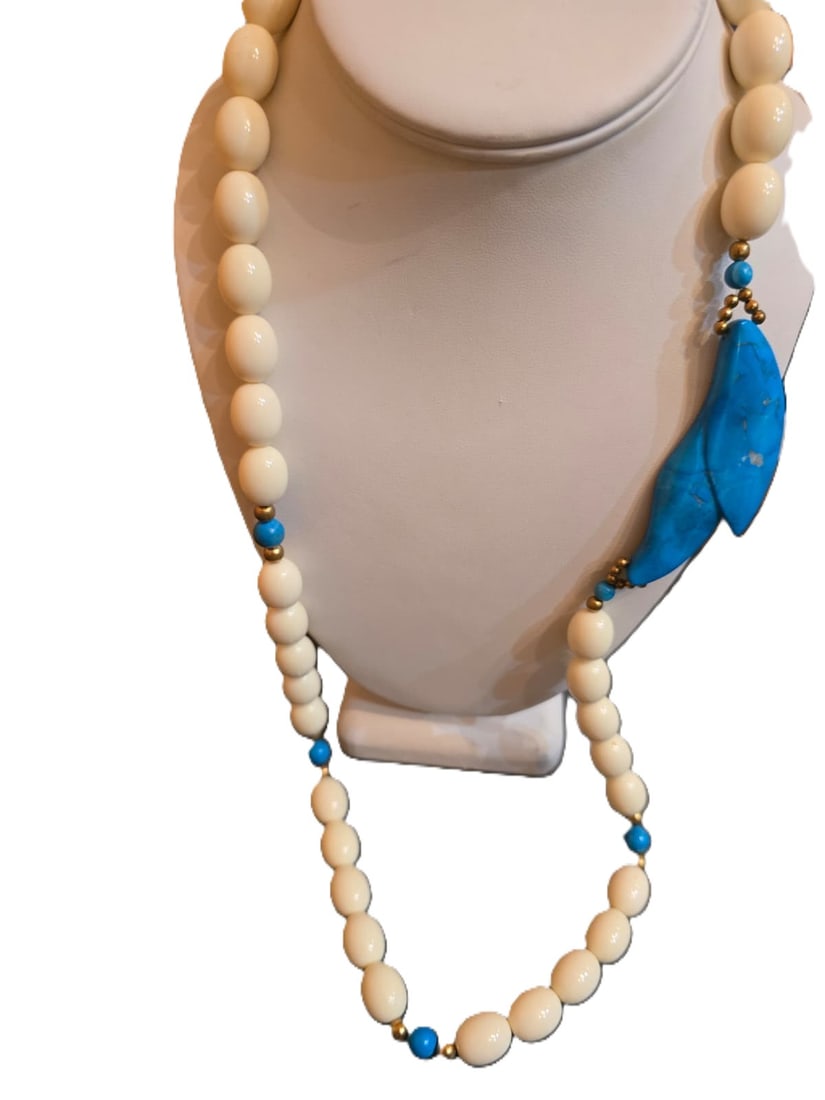 Z16 Vintage Glass Or Stone Beaded Necklace (1 of 4)
