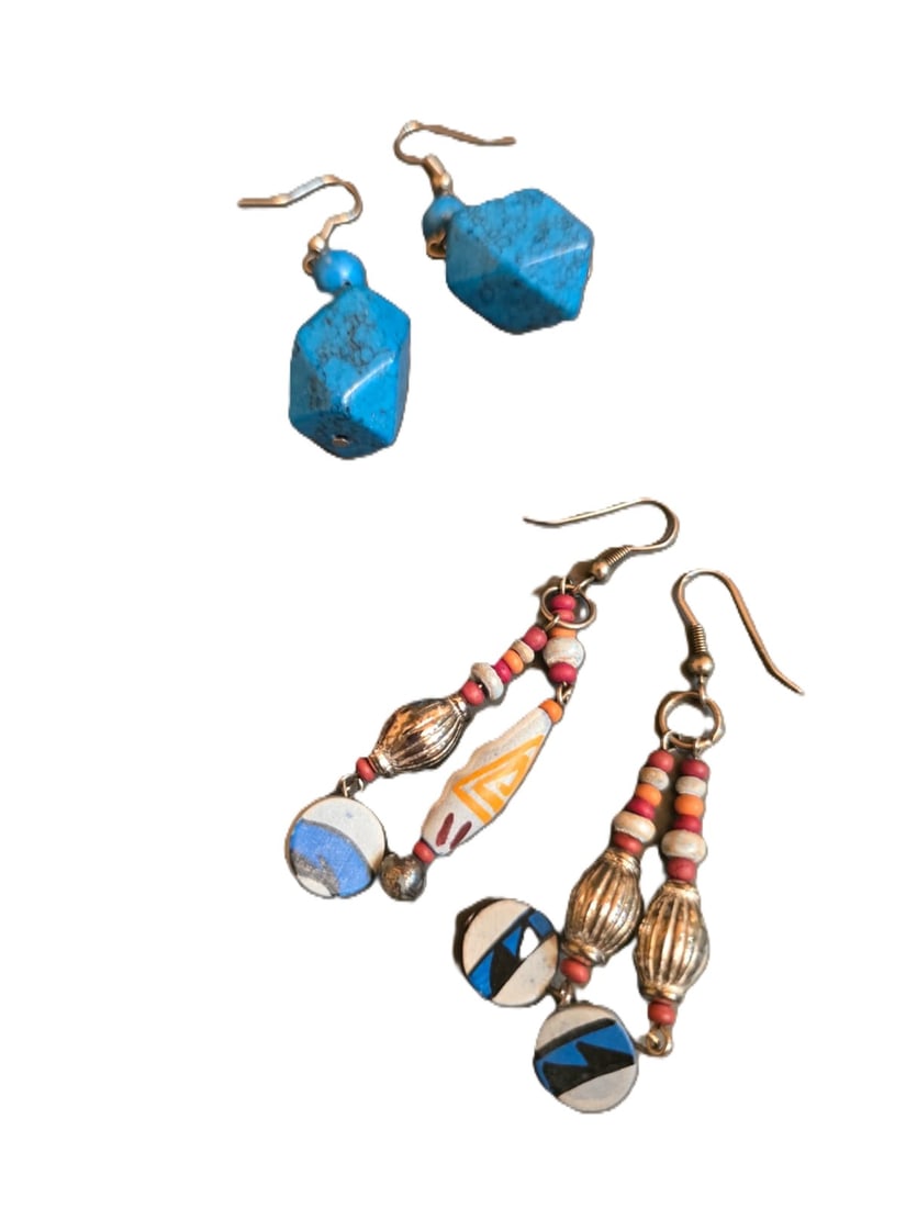 Z26 2 Pairs Stone Or Glass Pierced Earrings (1 of 4)