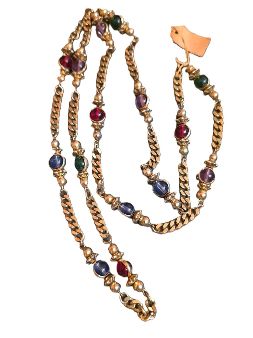 Z35 Vintage Mogul Goldtone Beaded Necklace (1 of 2)