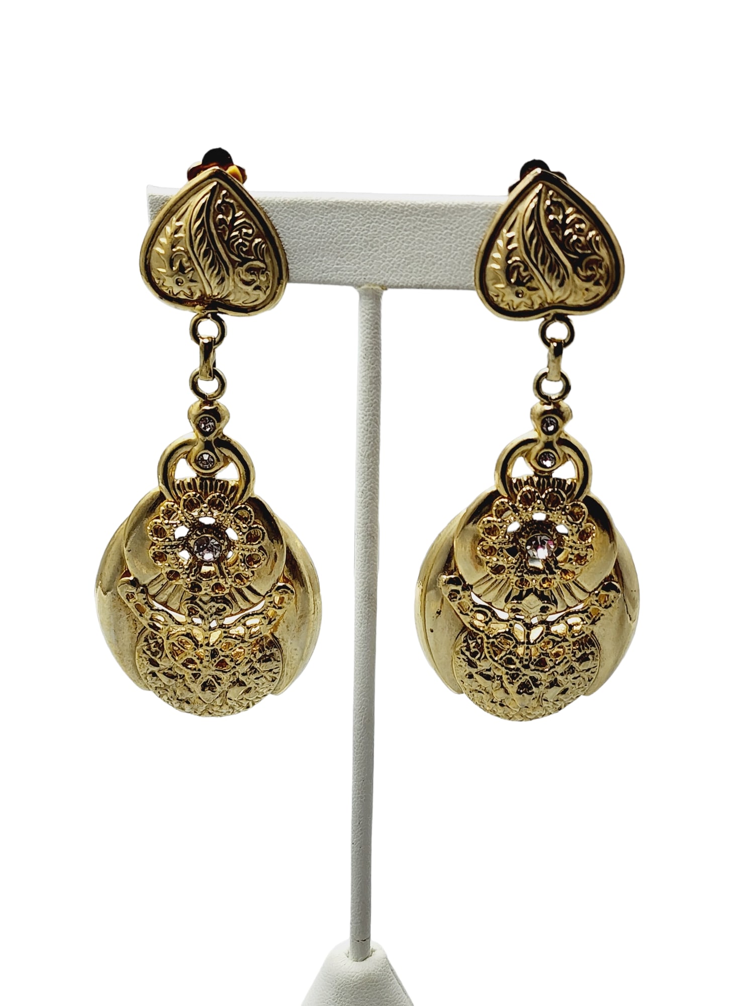 Vintage 80s Huge Runway Couture Dangle Earrings (A752) (1 of 4)