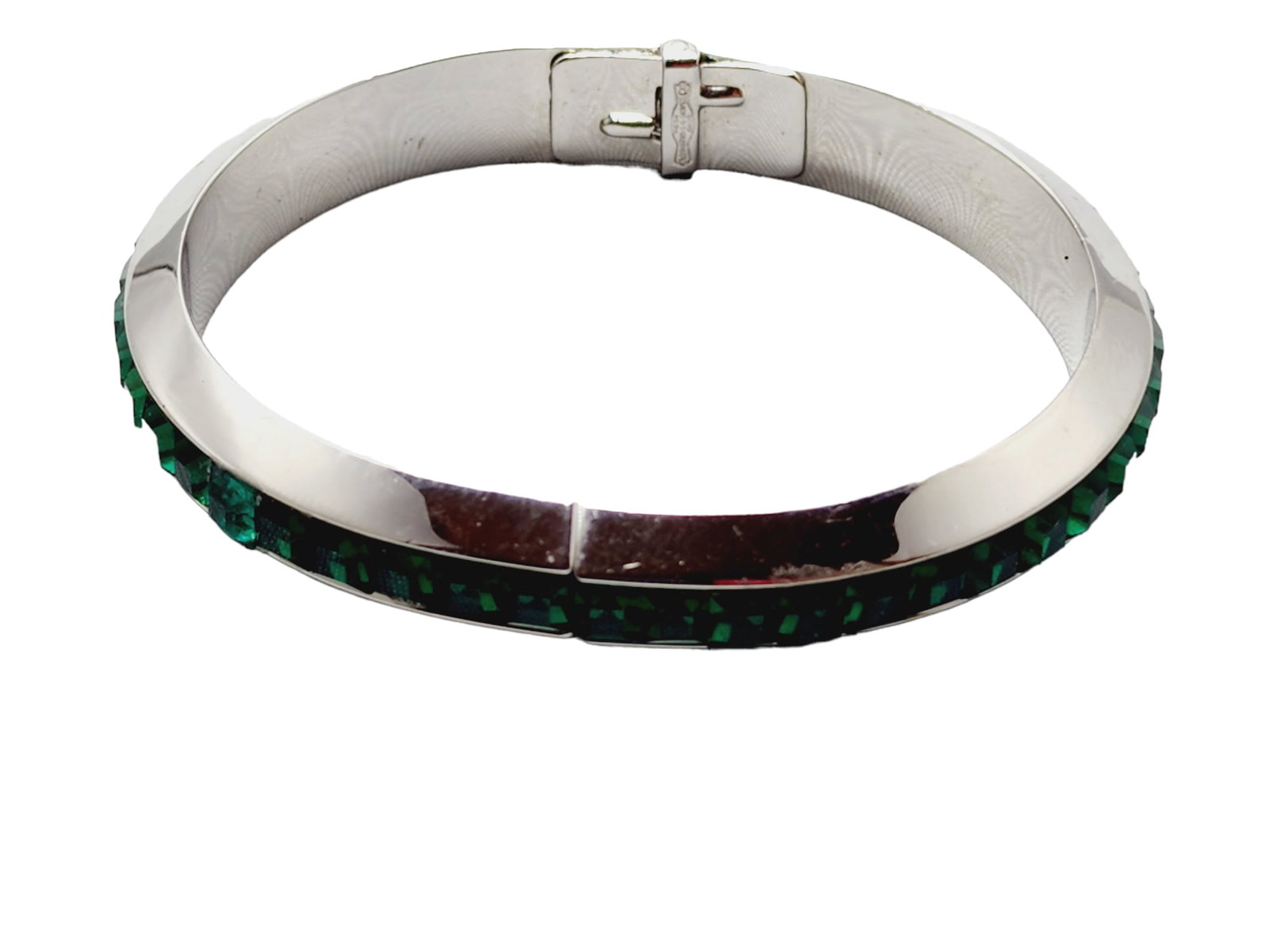 Vintage Signed Whiting & Davis Jeweled Hinged Bangle Bracelet (A760) (1 of 5)