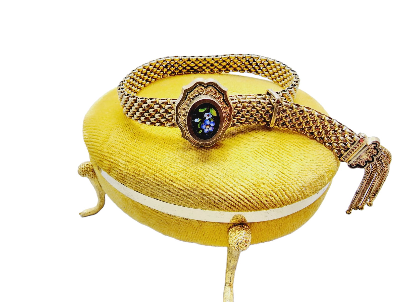 Antique Spectacular Rare Mosaic & Gold Filled Slide Bracelet (A772) (1 of 5)