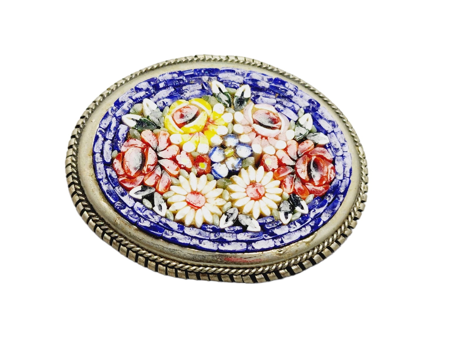 Vintage Older Mosaic Brooch w/ Handmade Frame (A794) (1 of 4)