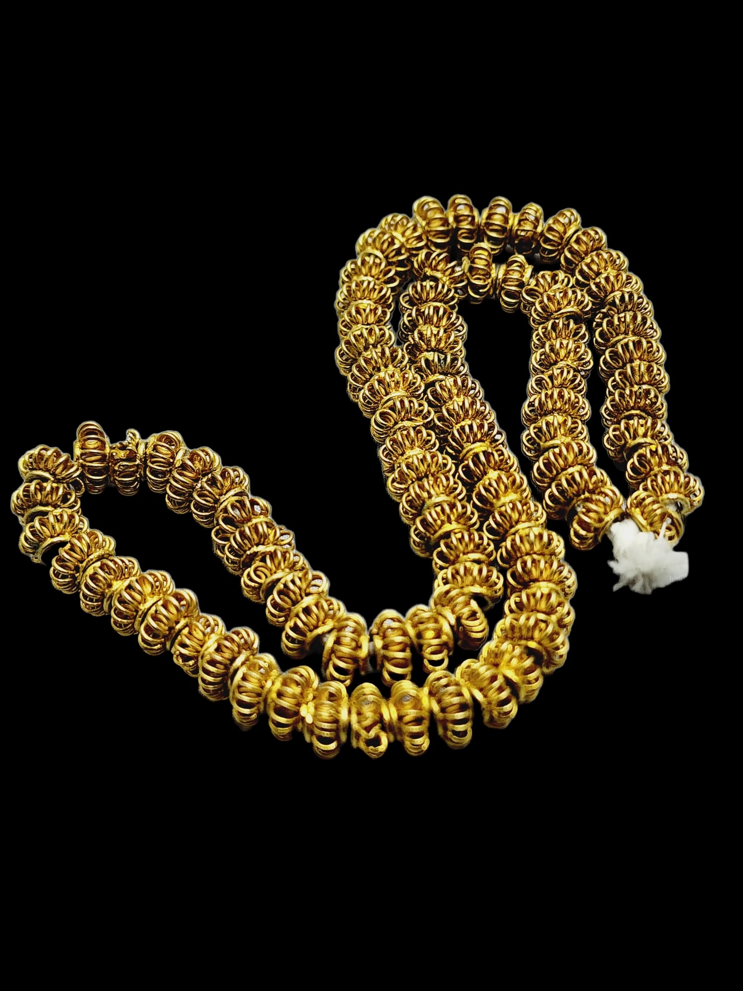Vintage Brass Wired Beads, Approx 106 Beads: Vintage Brass Wired Beads, Approx. 106 Beads ? Color: Gold. Condition: Very good vintage. Details: Can be used as is for a necklace or taken apart for the beads.