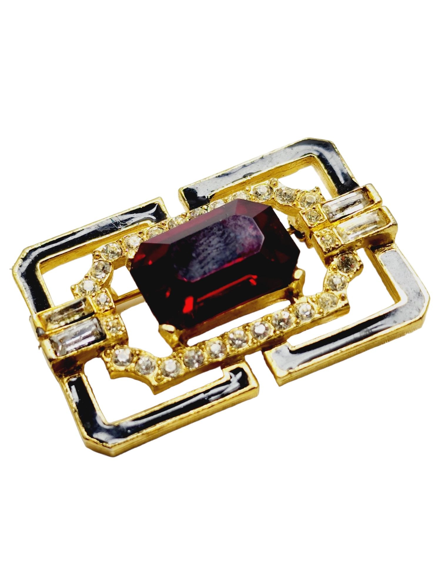 Vintage 80's Moghul Style Glass Enamel Brooch (A849) (1 of 3)