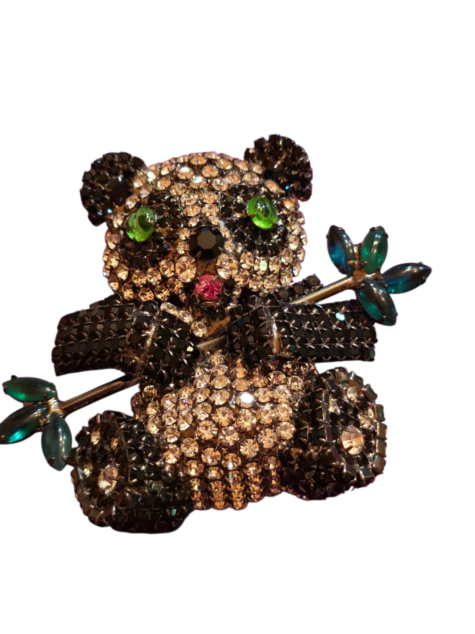 Moans Couture Stunning Rhinestone Panda with Flawed Emerald Eyes (1 of 7)