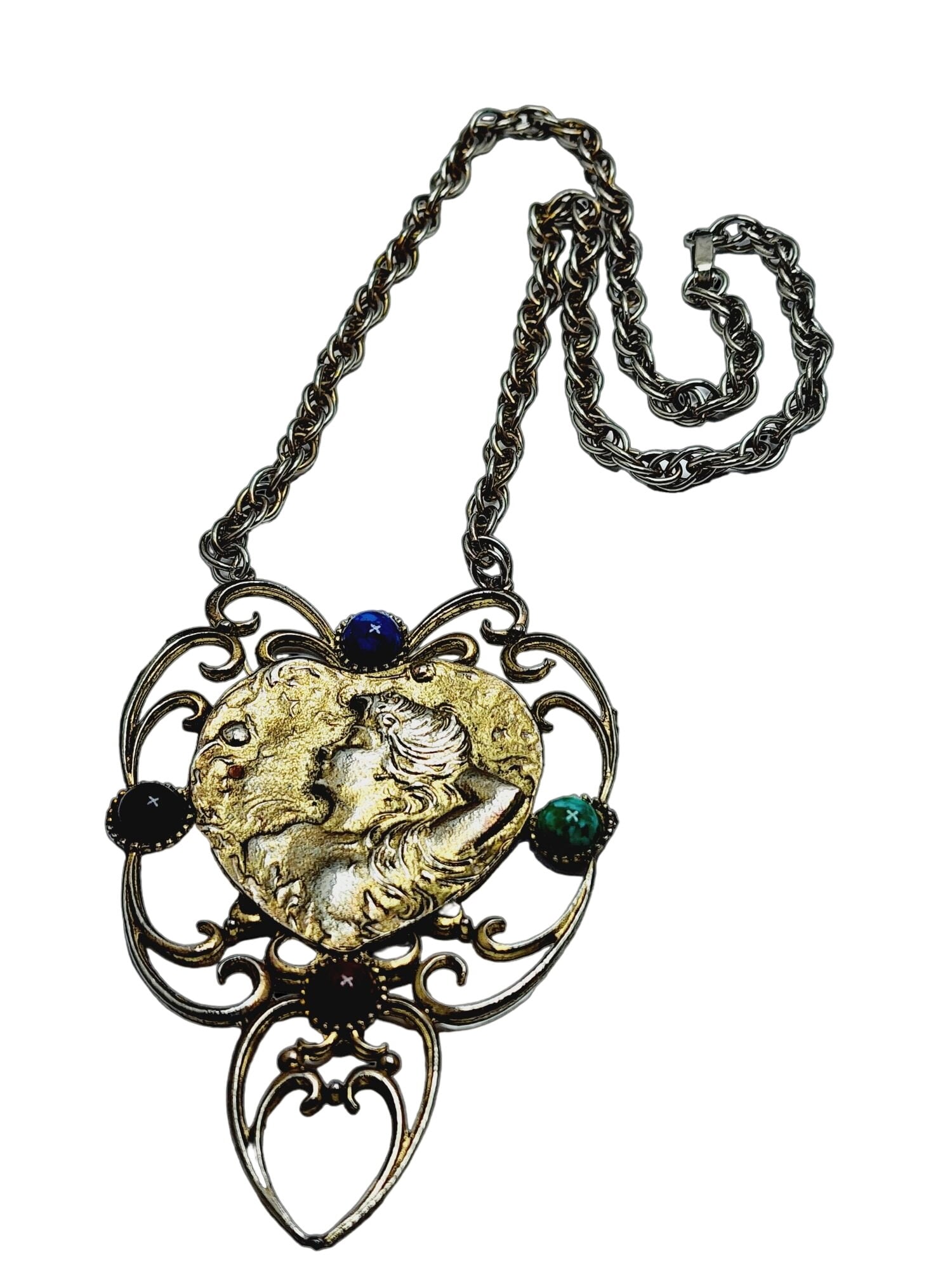 Vintage Cameo Stone Pendant Necklace (A897) (1 of 3)