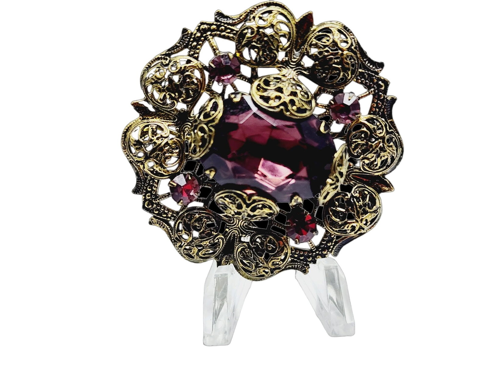 Vintage West Germany Glass Rhinestone Brooch (A914) (1 of 2)
