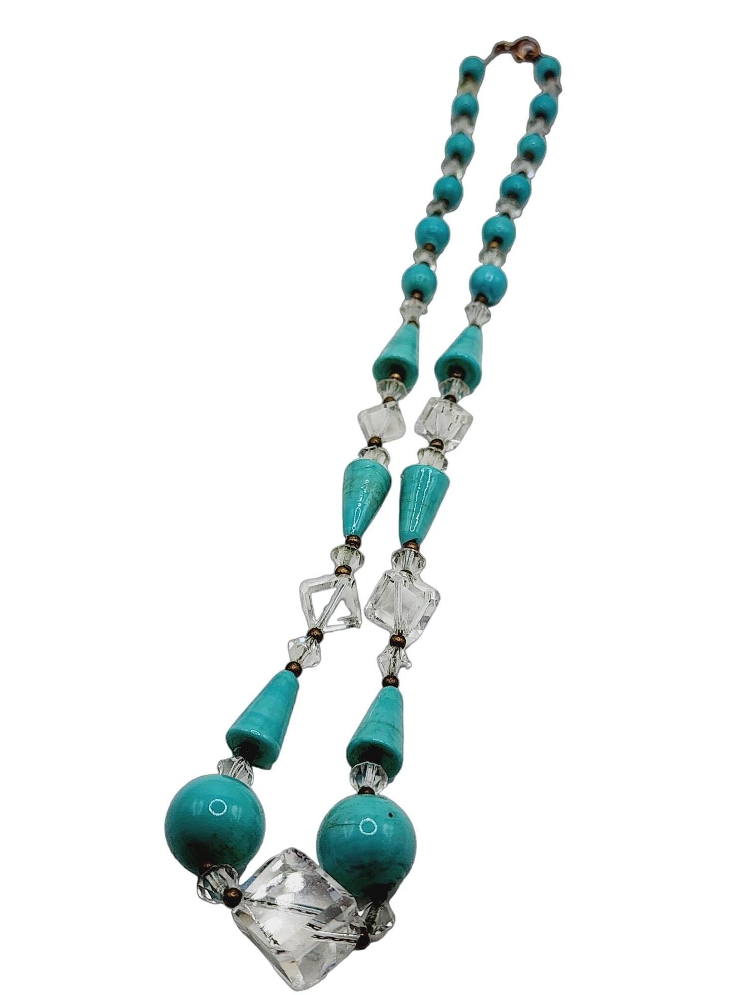 Antique Art Deco Czech Glass Beaded Crystal Necklace (A1252) (1 of 7)