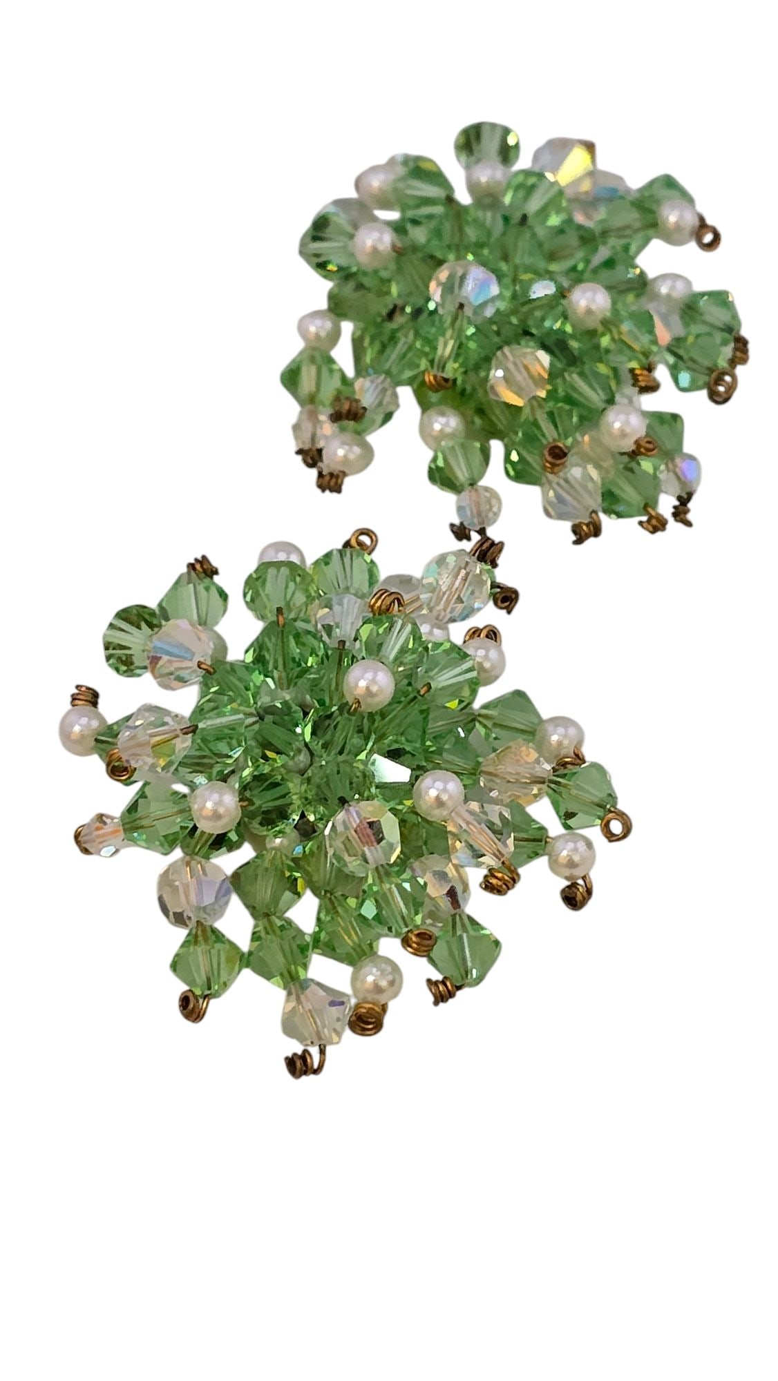 Vintage Handwired Crocheted Crystal Earrings (A1259) (1 of 7)