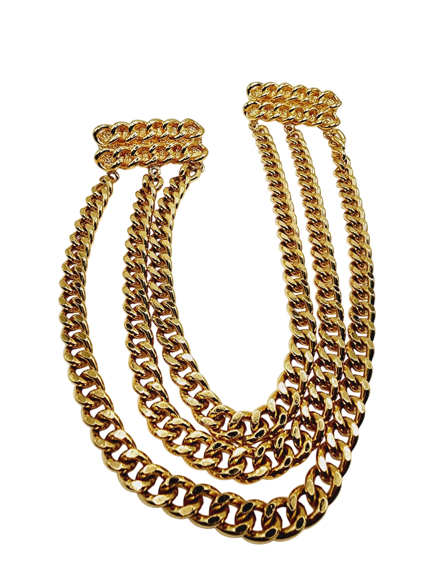 Vintage 80S Super Heavy Gold Epaulet Chain Clips (A1289) (1 of 5)