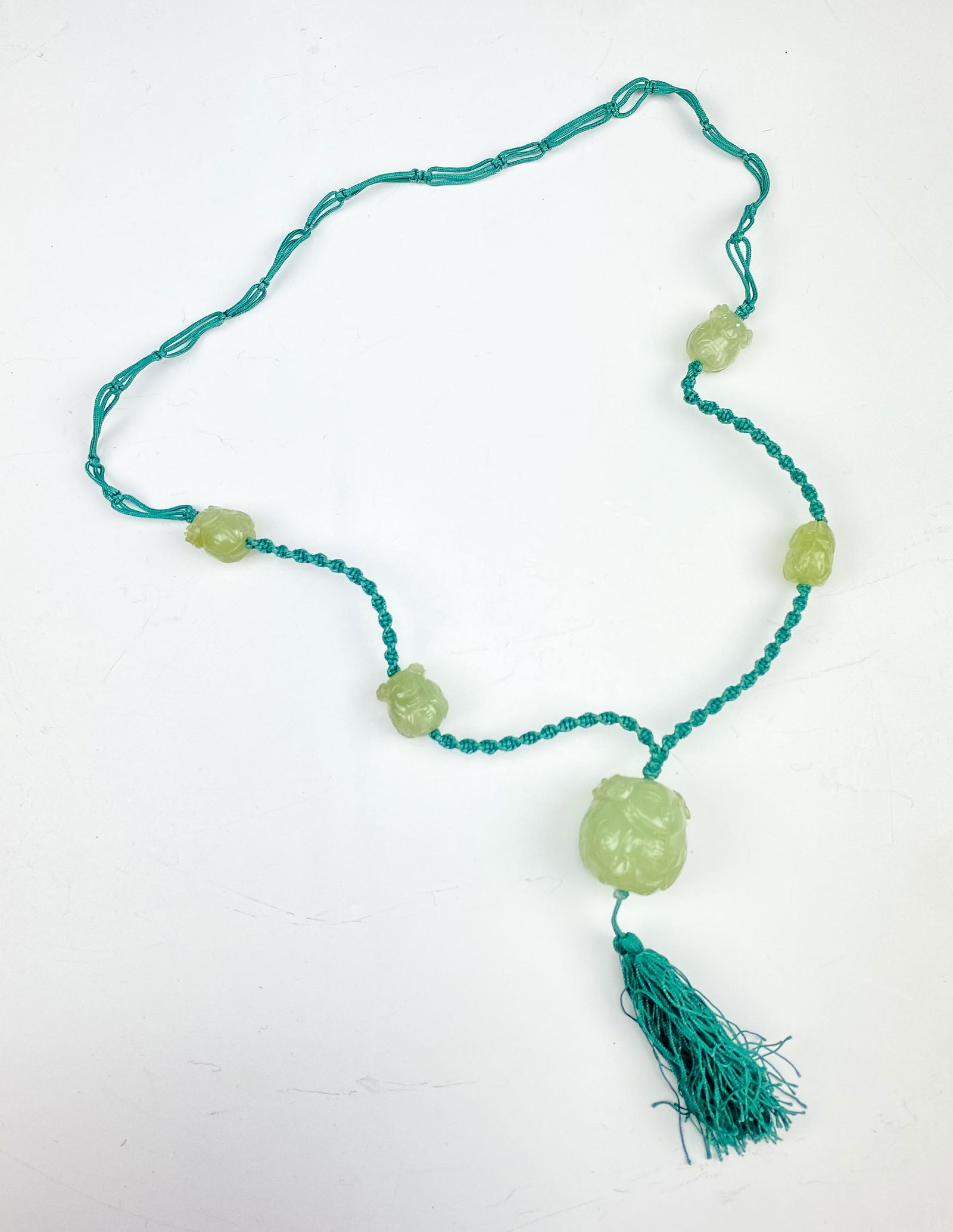 Chinese Carved Celadon Jade 29" Beaded Necklace (1 of 6)