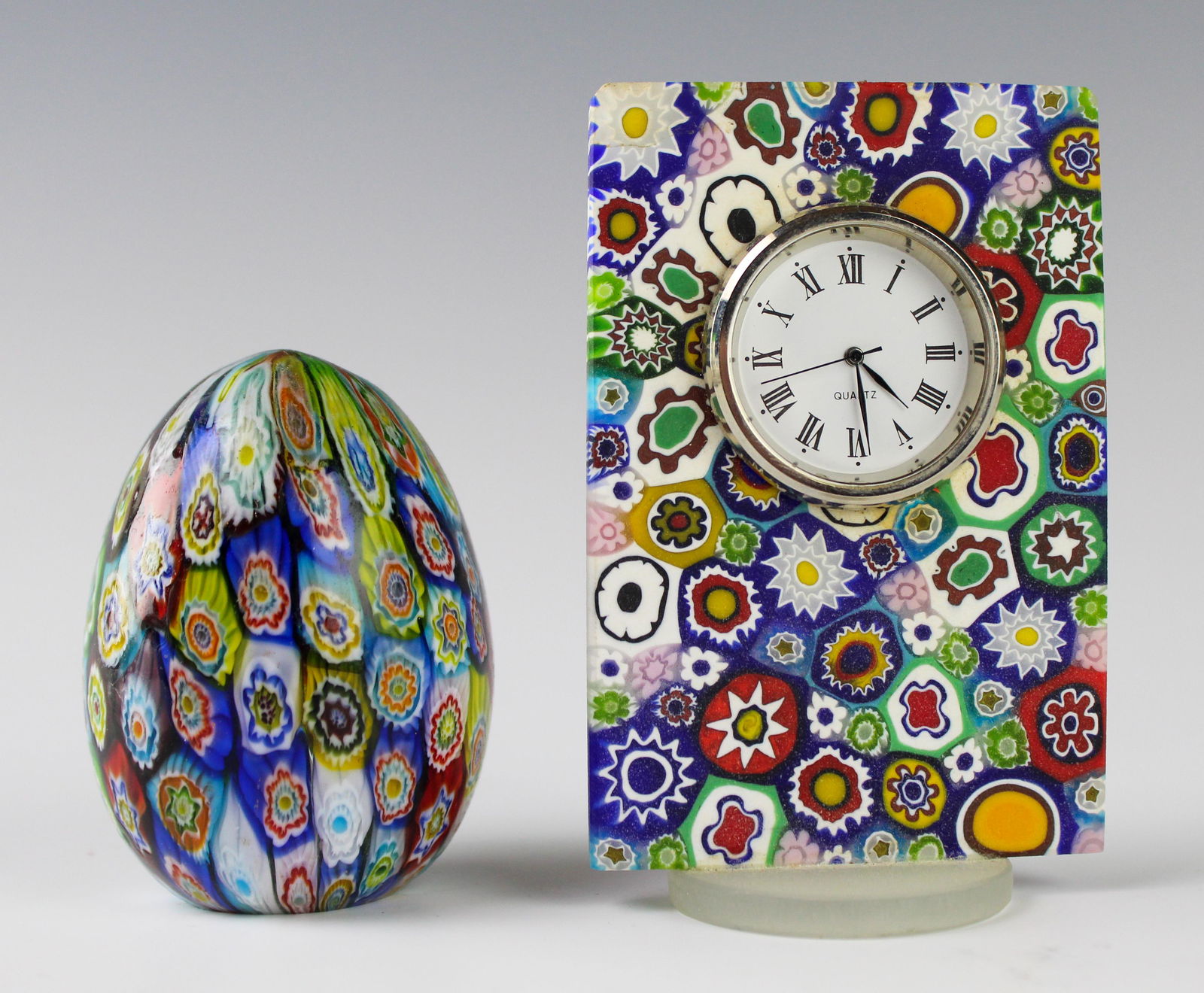 Murano Millefiori Art Glass Paperweight and Clock (1 of 5)