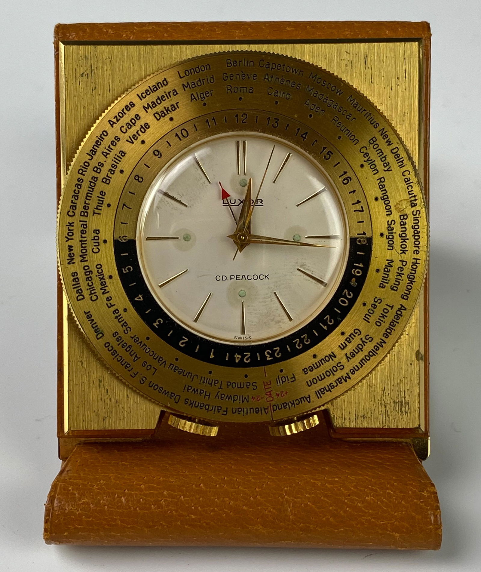 Luxor Swiss World Time Wind Up Travel Desk Clock (1 of 7)