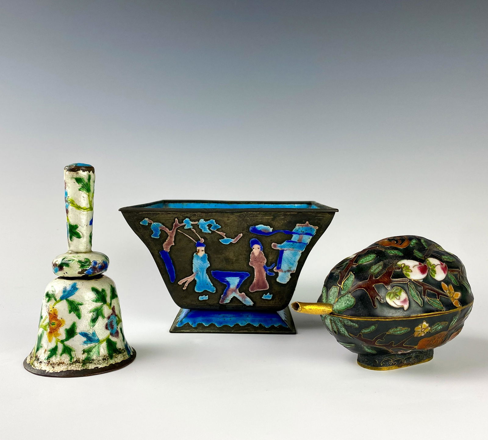 Chinese Enamel Cloisonne Vase & Bell Box GROUP LOT (1 of 7)