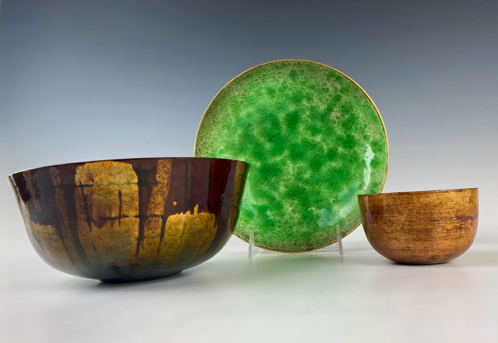 Mid Century Enamel Copper Serving Dish & Bowl LOT (1 of 7)