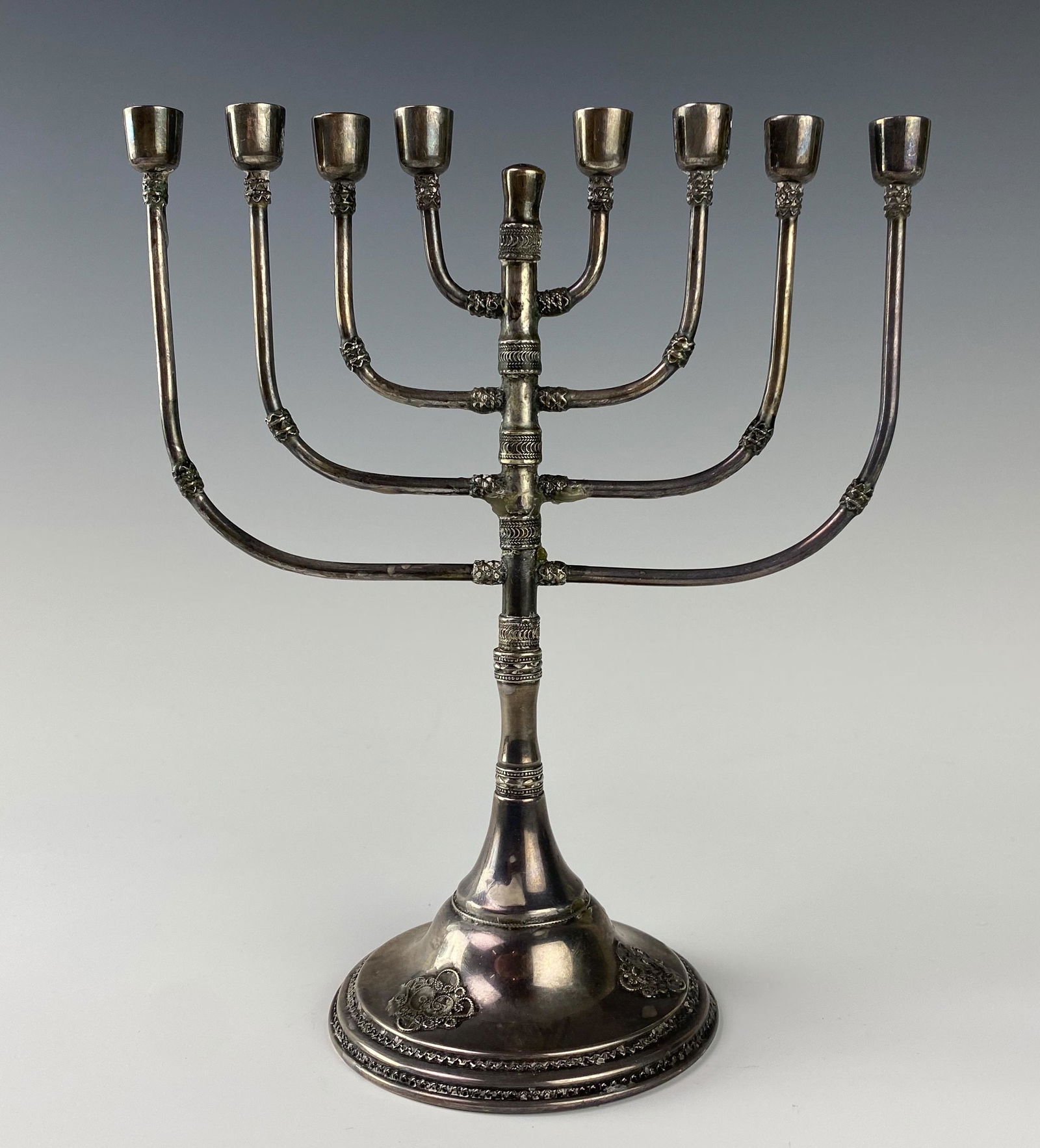 Judaica 925 Sterling Silver Israel 8 Armed Menorah (1 of 7)