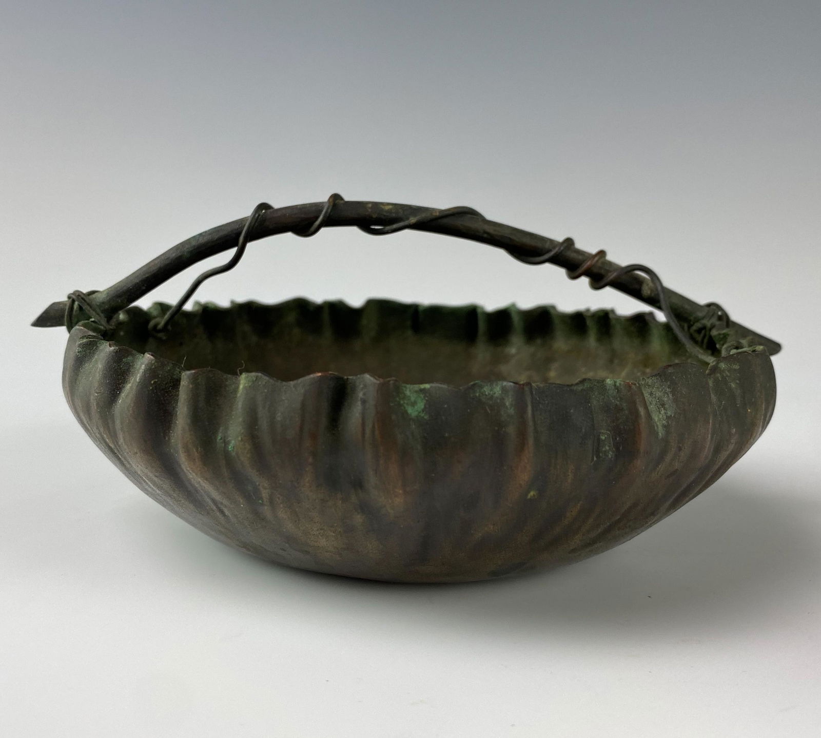 Chinese Antique Signed Bronze Handled Basket Bowl (1 of 6)