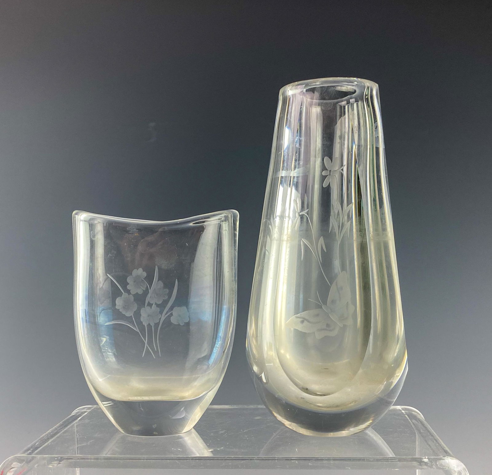 Orrefors Swedish Crystal Butterfly & Floral Vases (1 of 6)