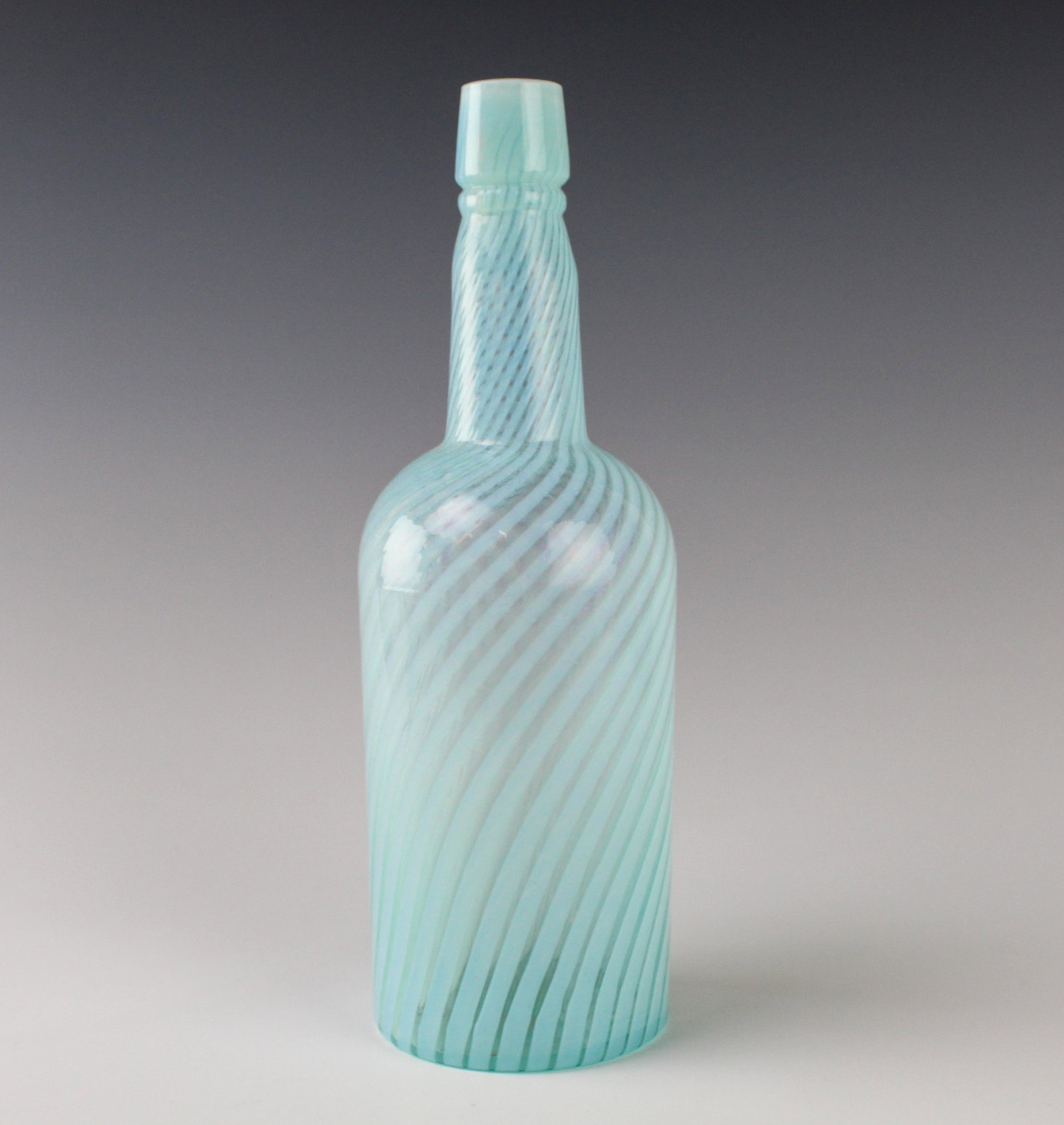 Victorian 10" Blue Opalescent Swirl Glass Bottle (1 of 4)