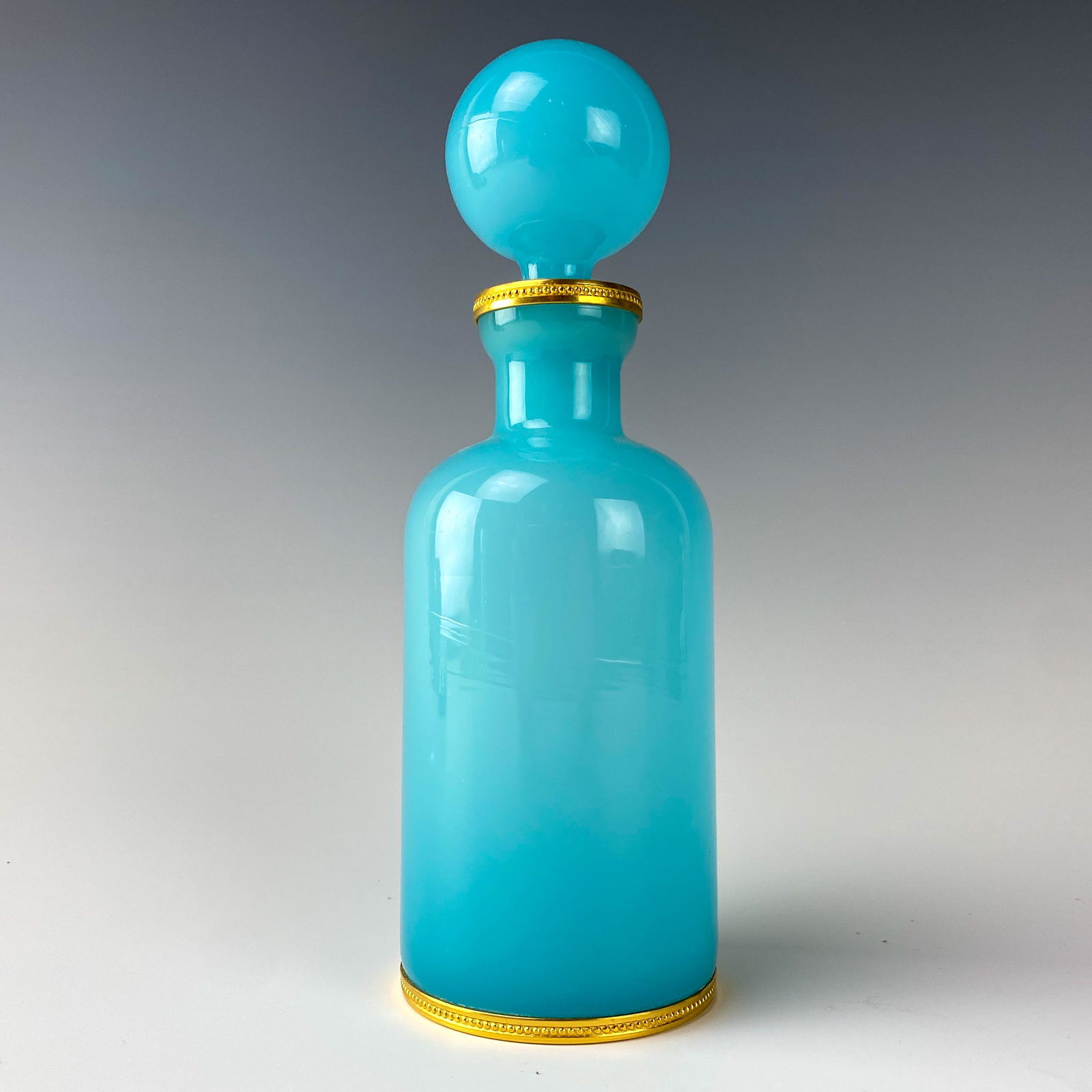 French Turquoise Blue Opaline Glass Perfume Bottle