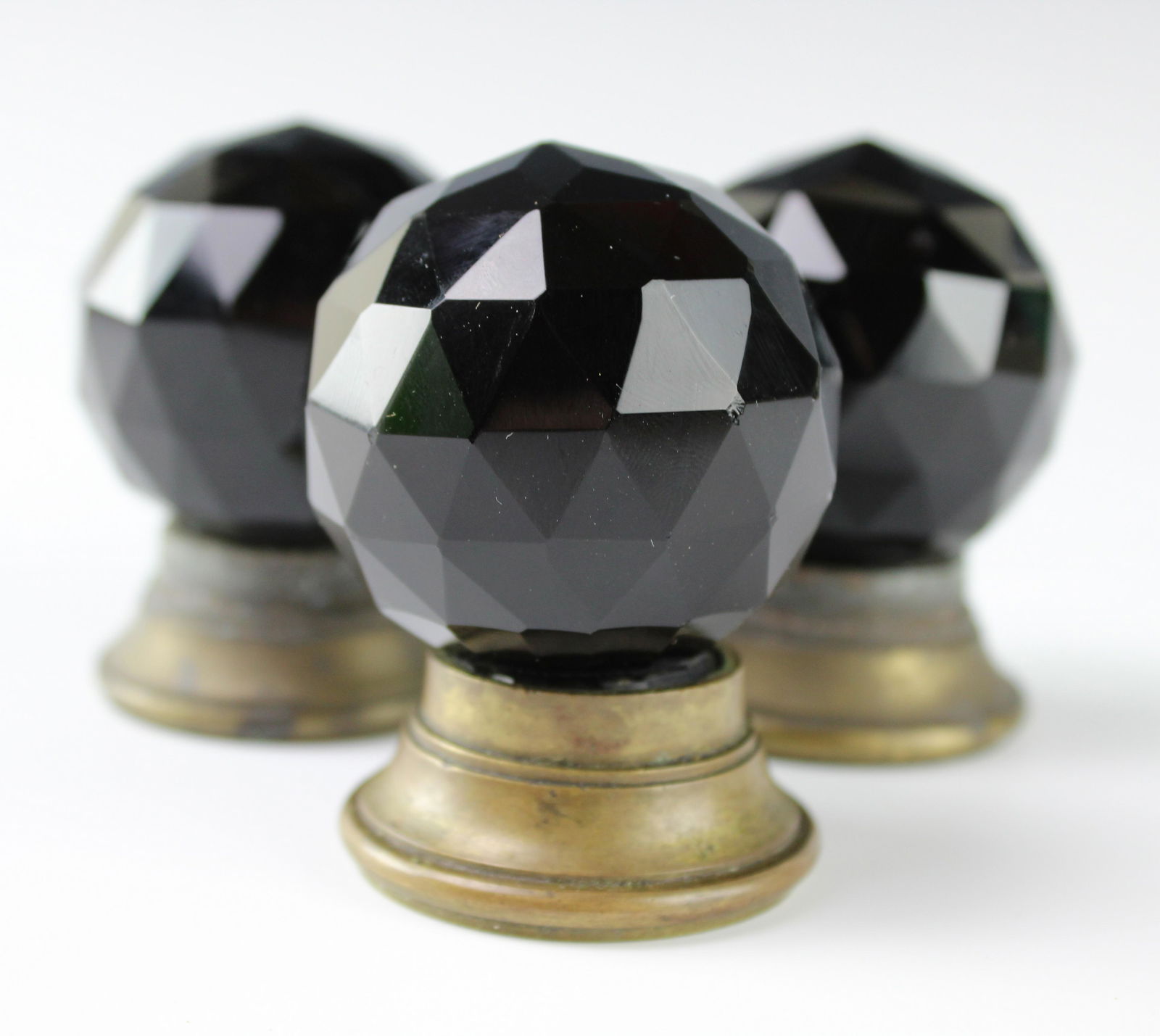 Faceted Black Crystal Glass Drawer Door Knobs LOT (1 of 4)