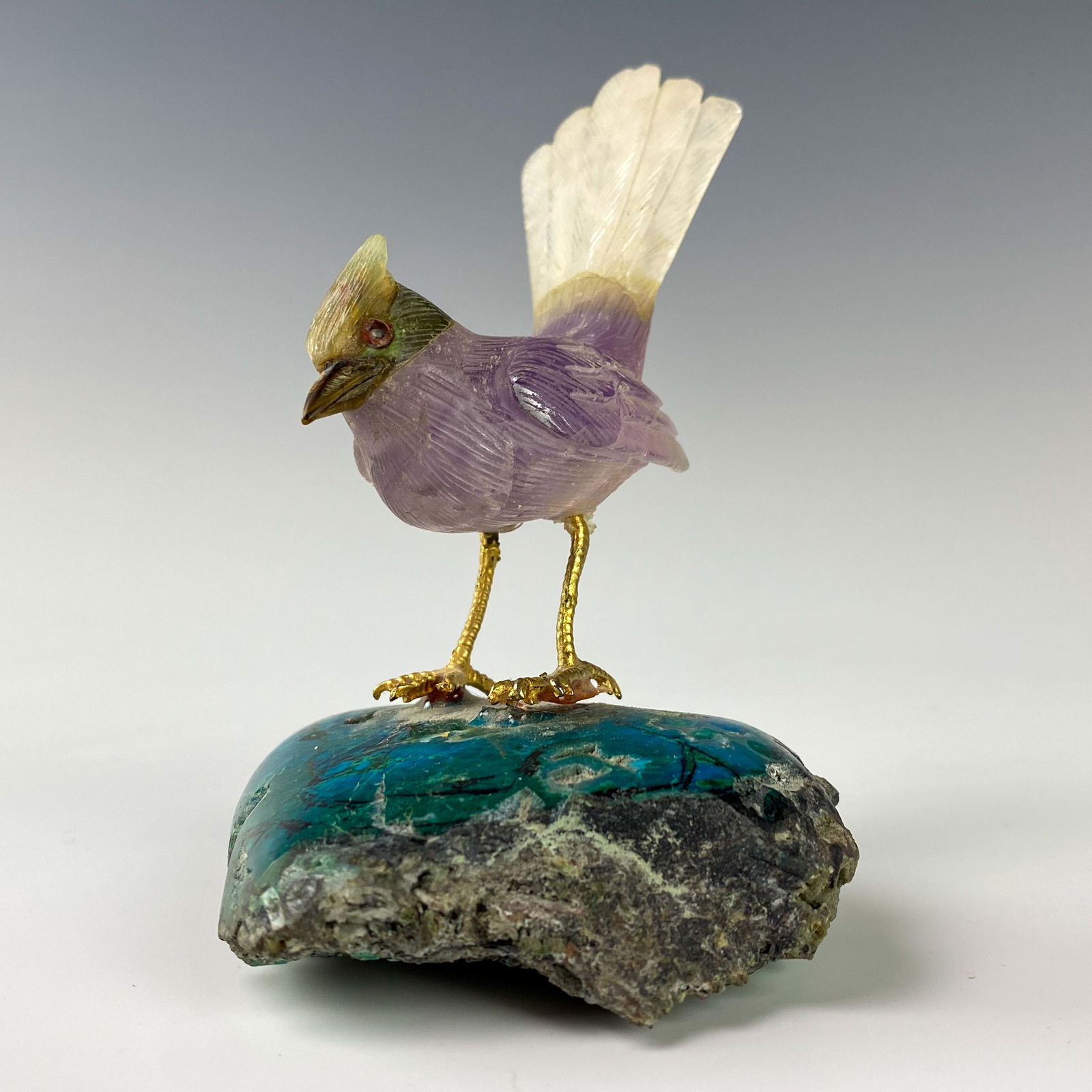 Carved Quartz Gemstone Bird Sculpture Mineral Base (1 of 6)