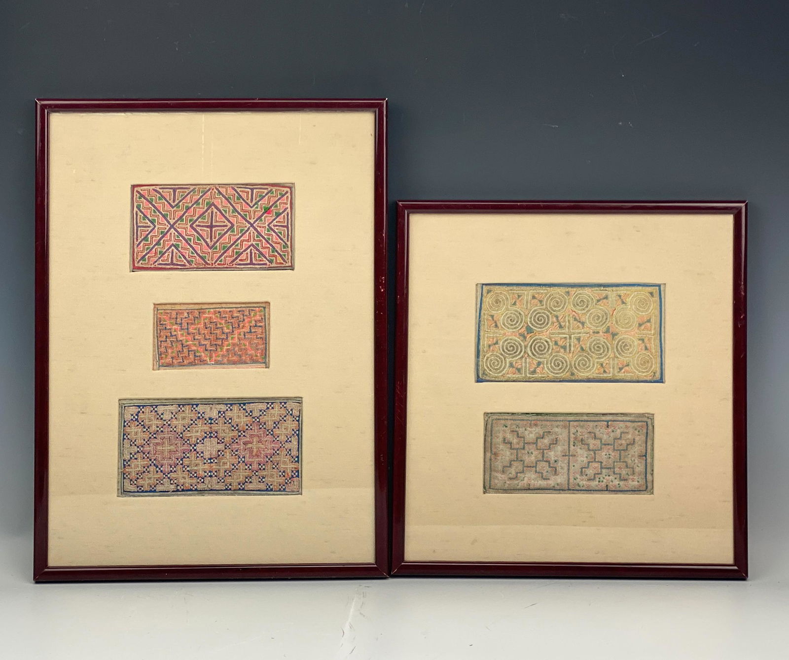 Framed Antique Embroidery Salesman Samples GROUP (1 of 9)