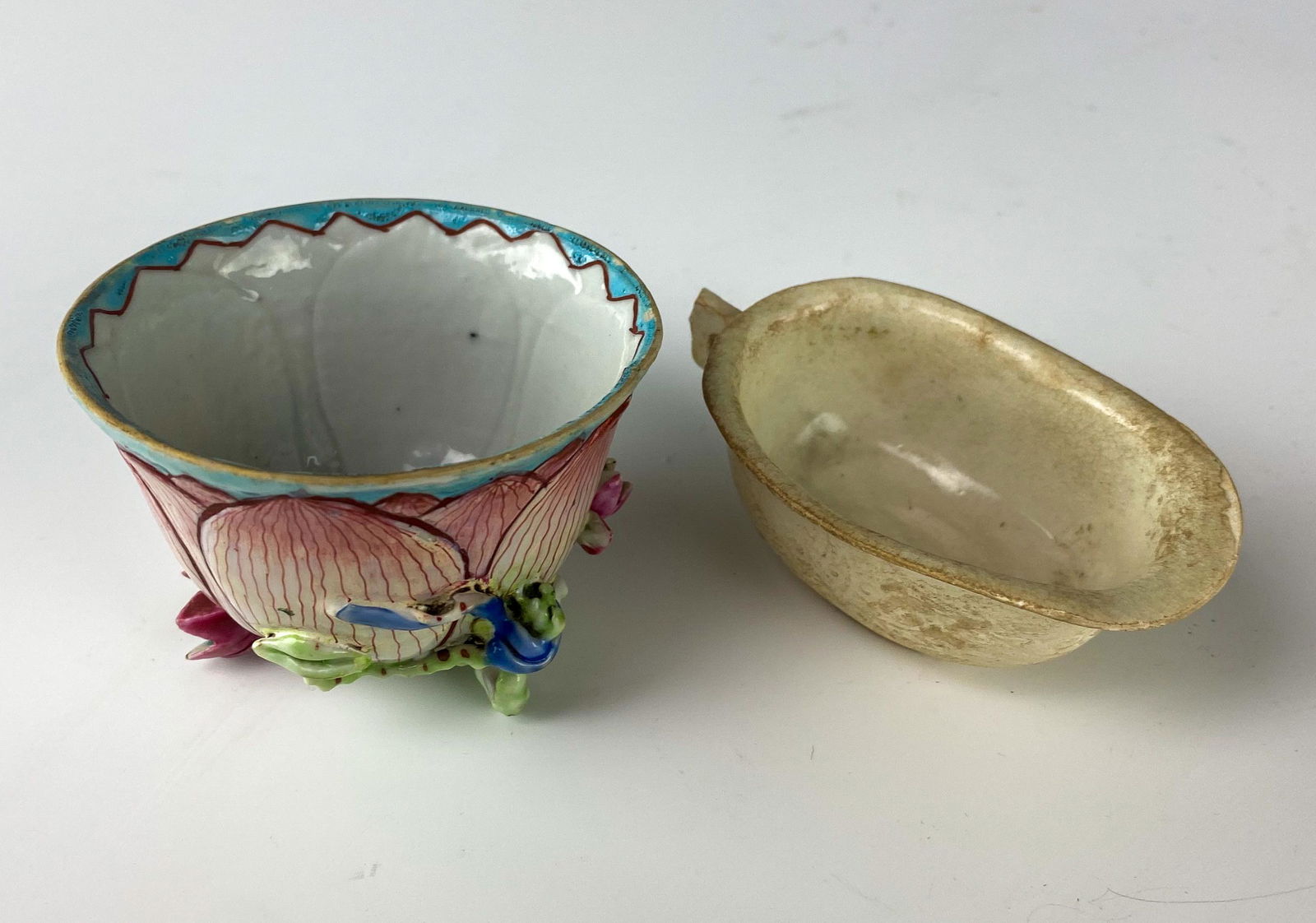 Chinese Porcelain Lotus Brush Pot and Mini Cup LOT (1 of 6)