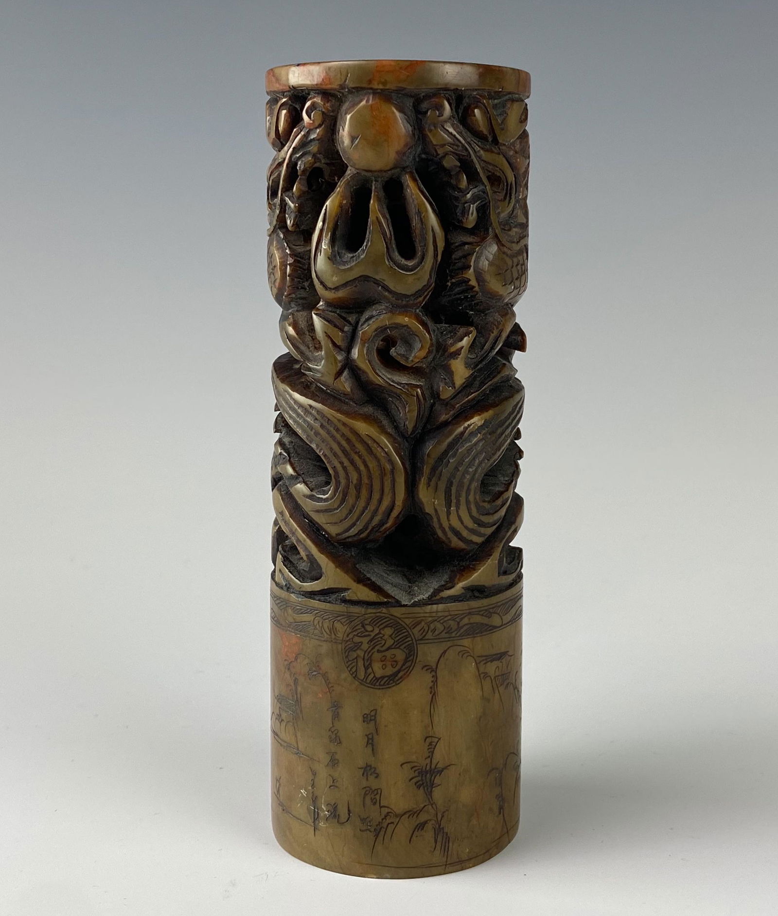 Chinese Carved Soapstone Dragons & Pearl Wax Seal (1 of 7)