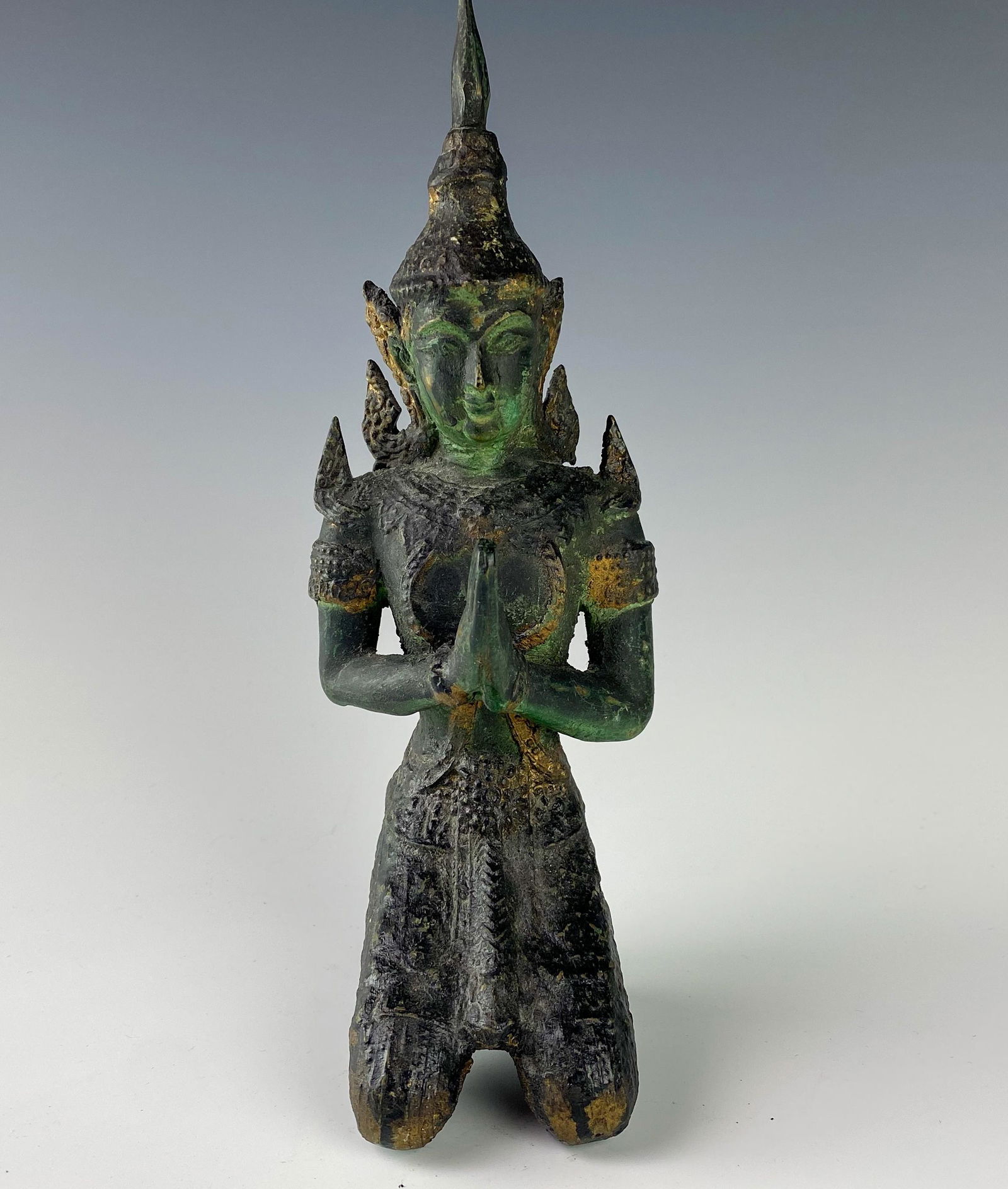 Thai Buddhist Gilt Bronze Praying Dancer Sculpture (1 of 5)