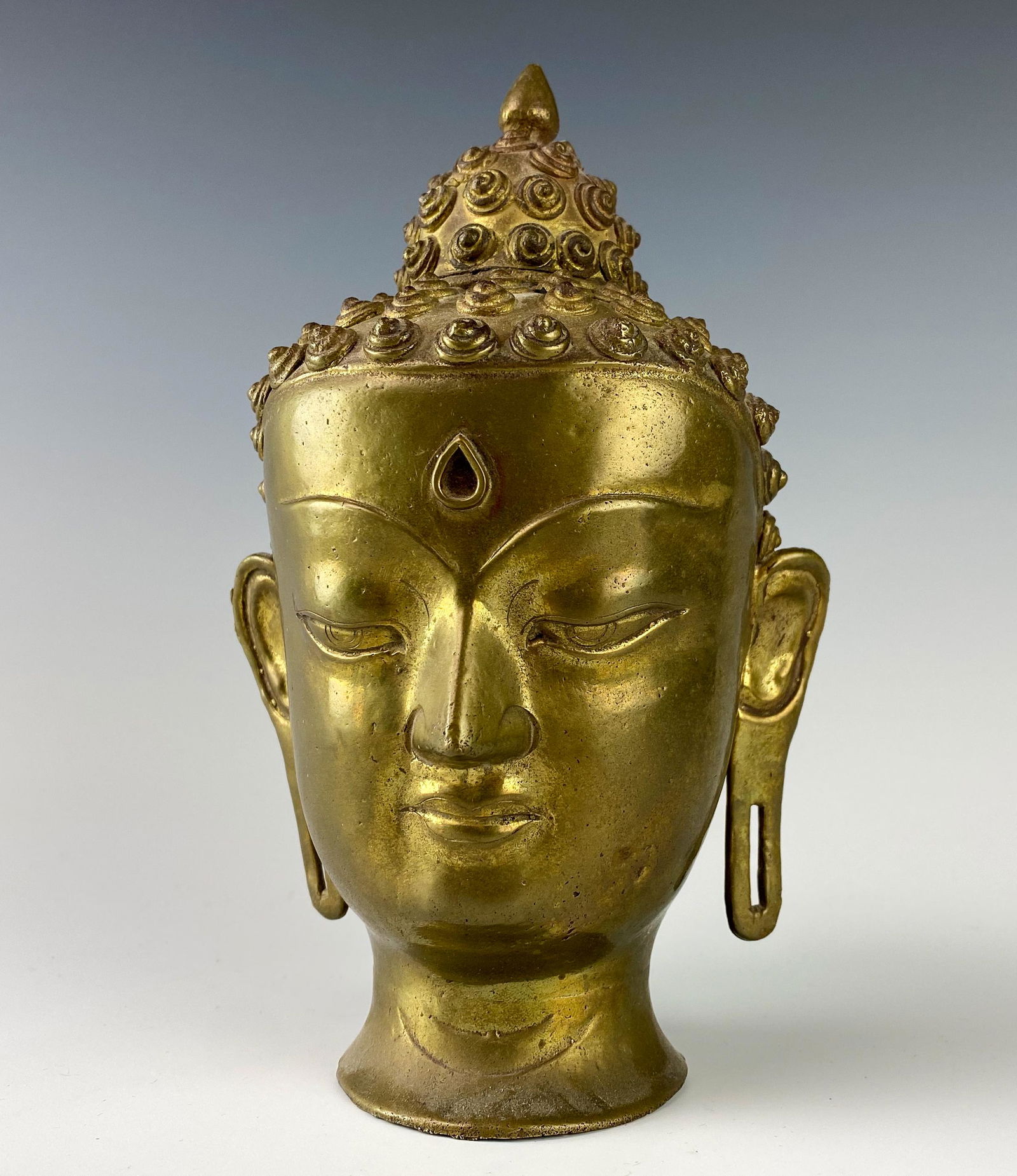 Solid Brass Buddha Bodhisattva Bust Head Sculpture (1 of 5)